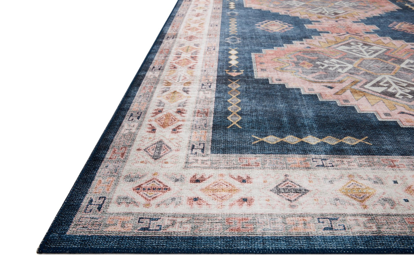 Loloi II Heidi HEI - 03 Denim Blush Traditional Power Loomed Rug - Rugs - Loloi II - Atlanta Designer Rugs