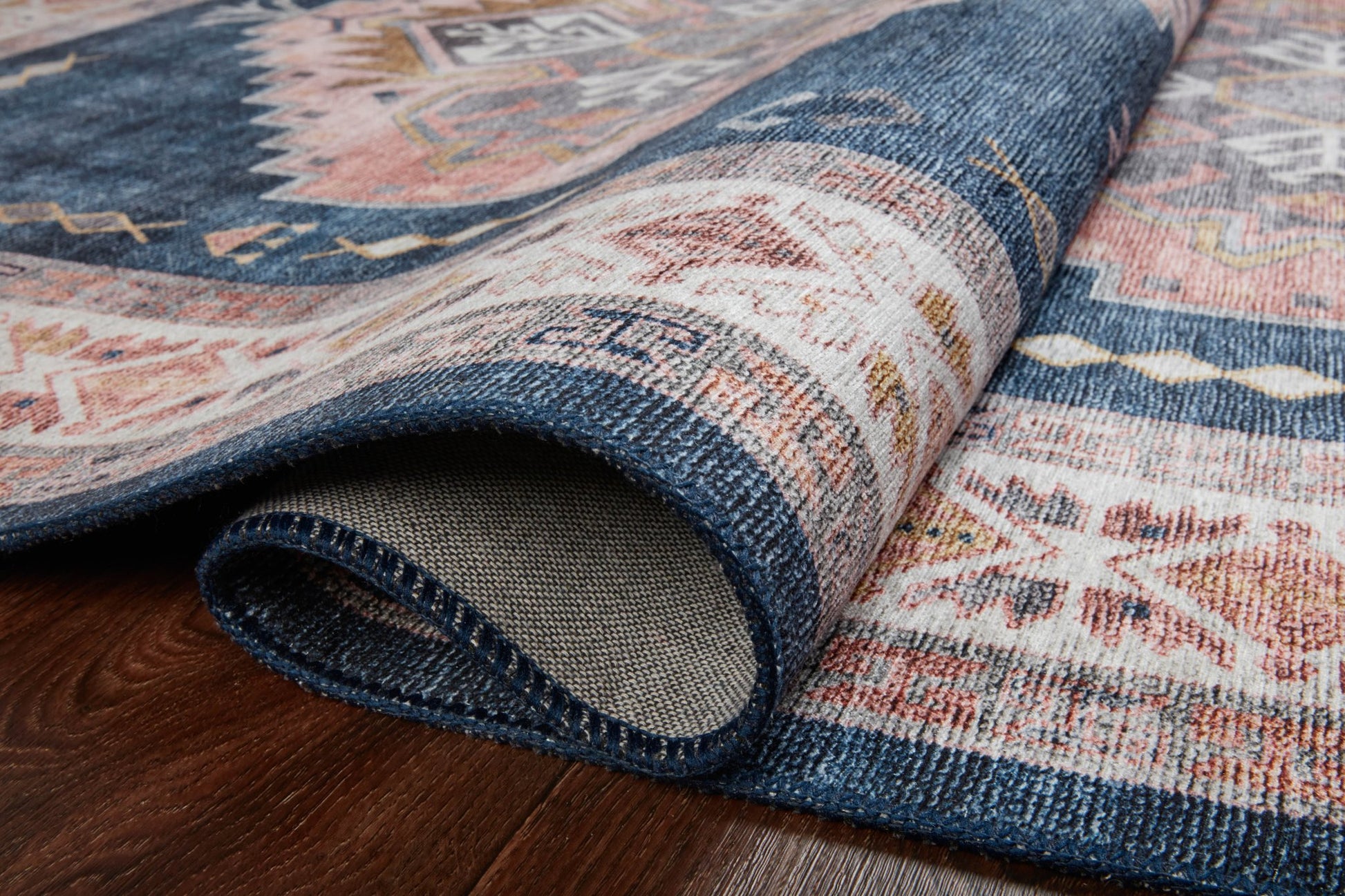 Loloi II Heidi HEI - 03 Denim Blush Traditional Power Loomed Rug - Rugs - Loloi II - Atlanta Designer Rugs