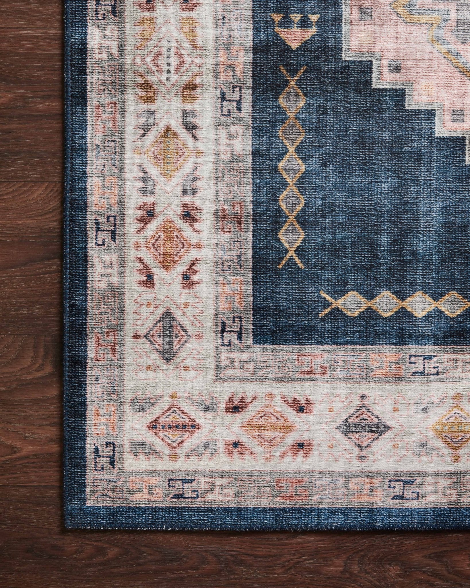 Loloi II Heidi HEI - 03 Denim Blush Traditional Power Loomed Rug - Rugs - Loloi II - Atlanta Designer Rugs