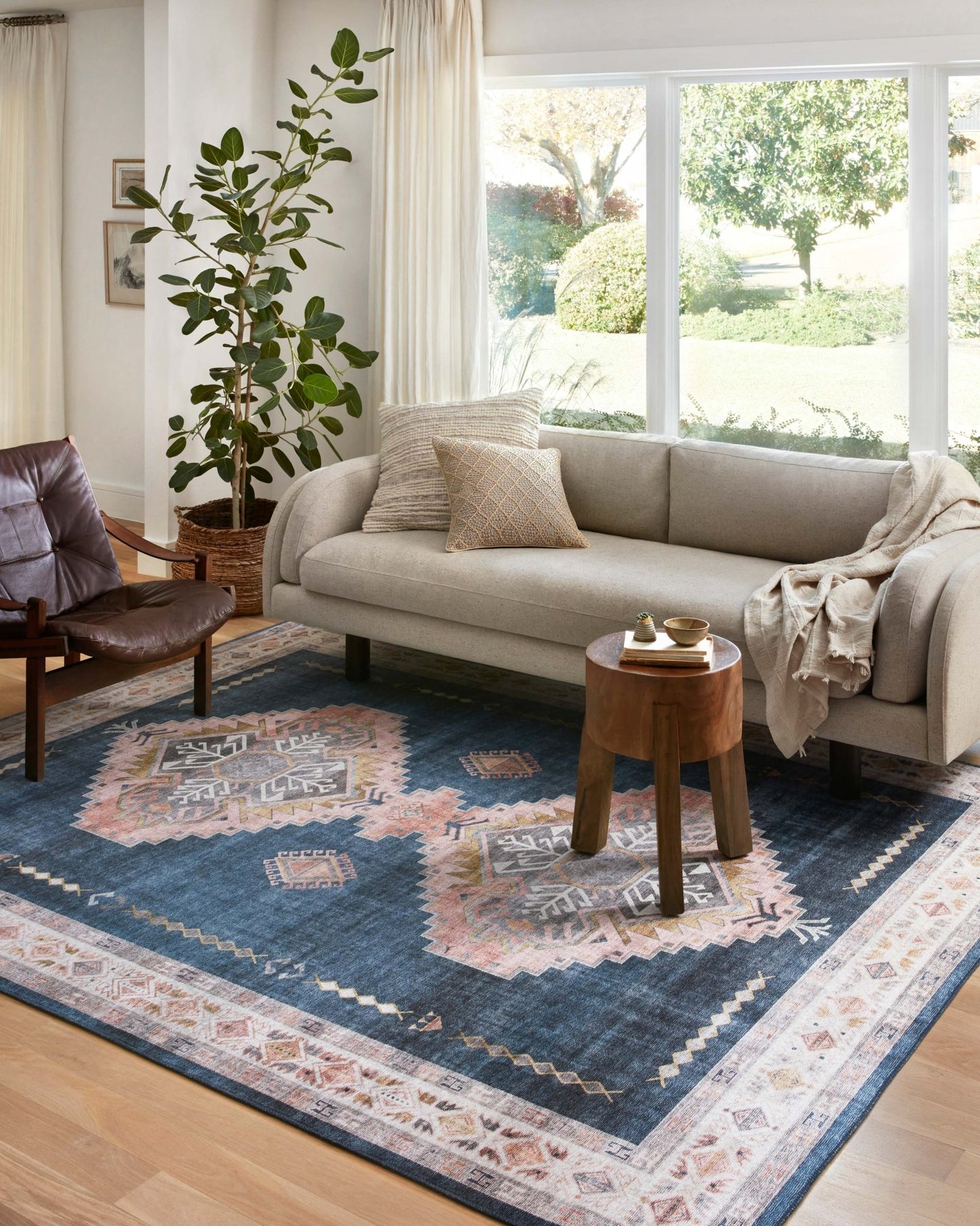 Loloi II Heidi HEI - 03 Denim Blush Traditional Power Loomed Rug - Rugs - Loloi II - Atlanta Designer Rugs