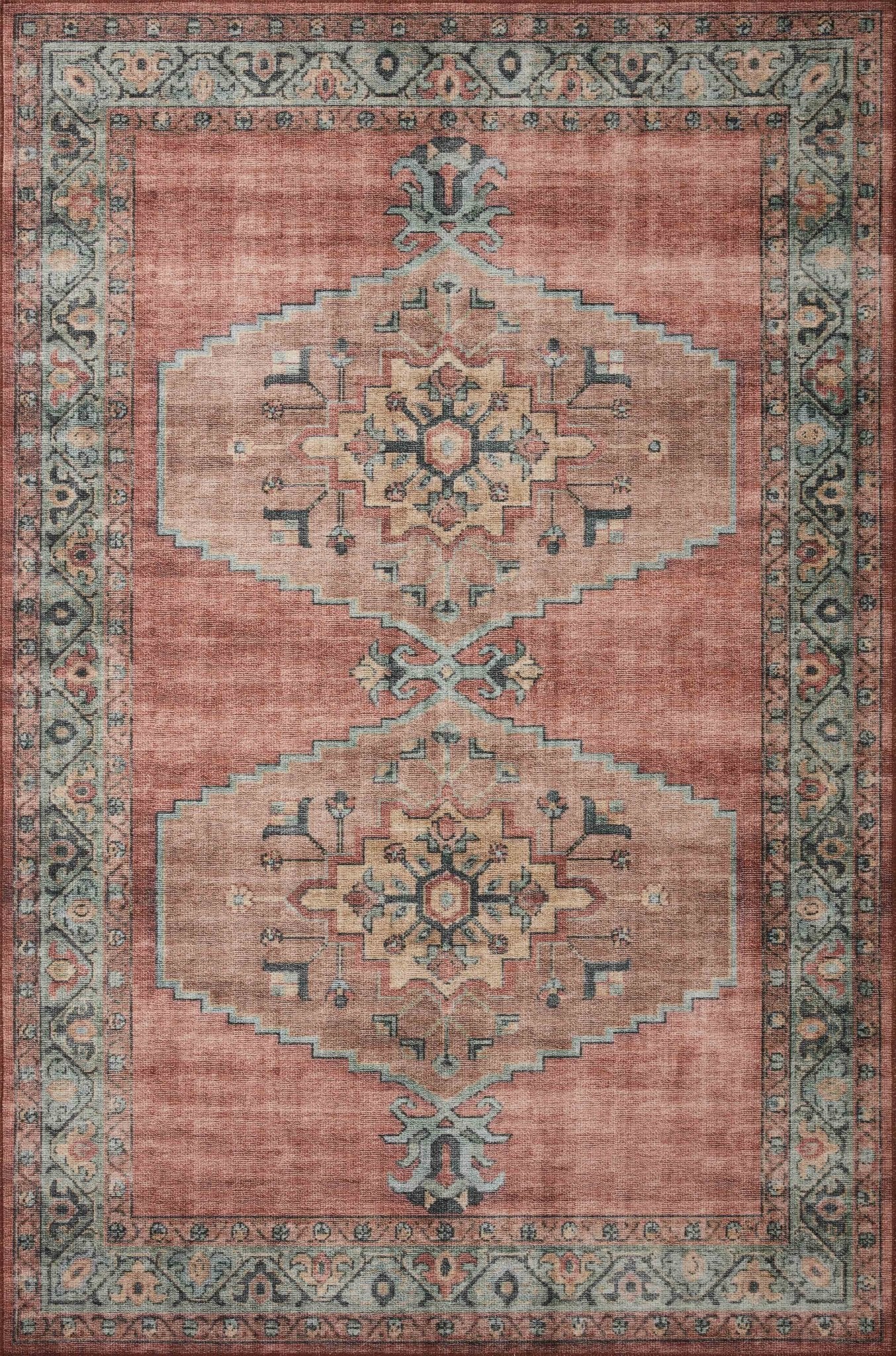 Loloi II Heidi HEI - 05 Spice Aqua Traditional Power Loomed Rug - Rugs - Loloi II - Atlanta Designer Rugs