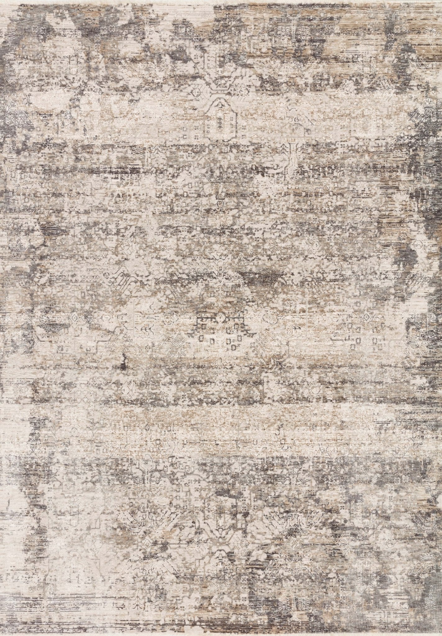 Loloi HOMAGE HOM - 01 Graphite Beige Transitional Power Loomed Rug - Rugs - Loloi - Atlanta Designer Rugs