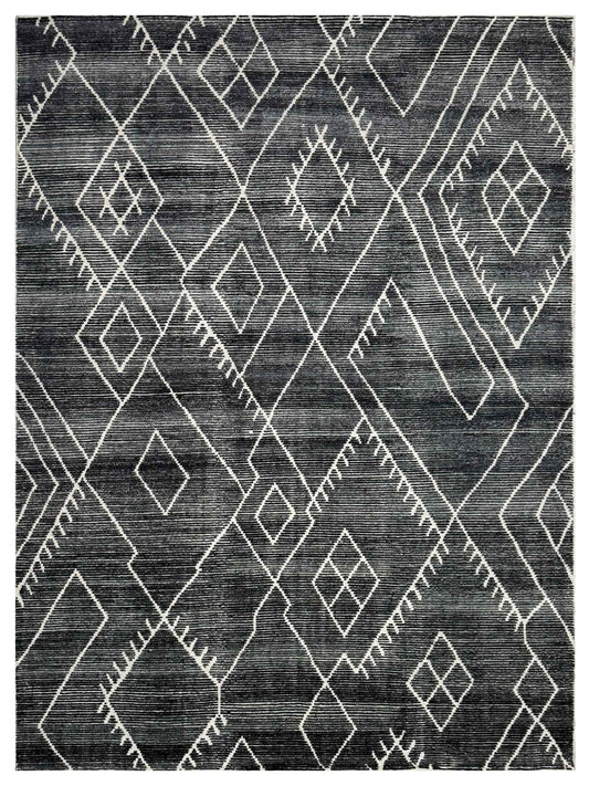 Artisan Harmony  Black White Contemporary Knotted Rug