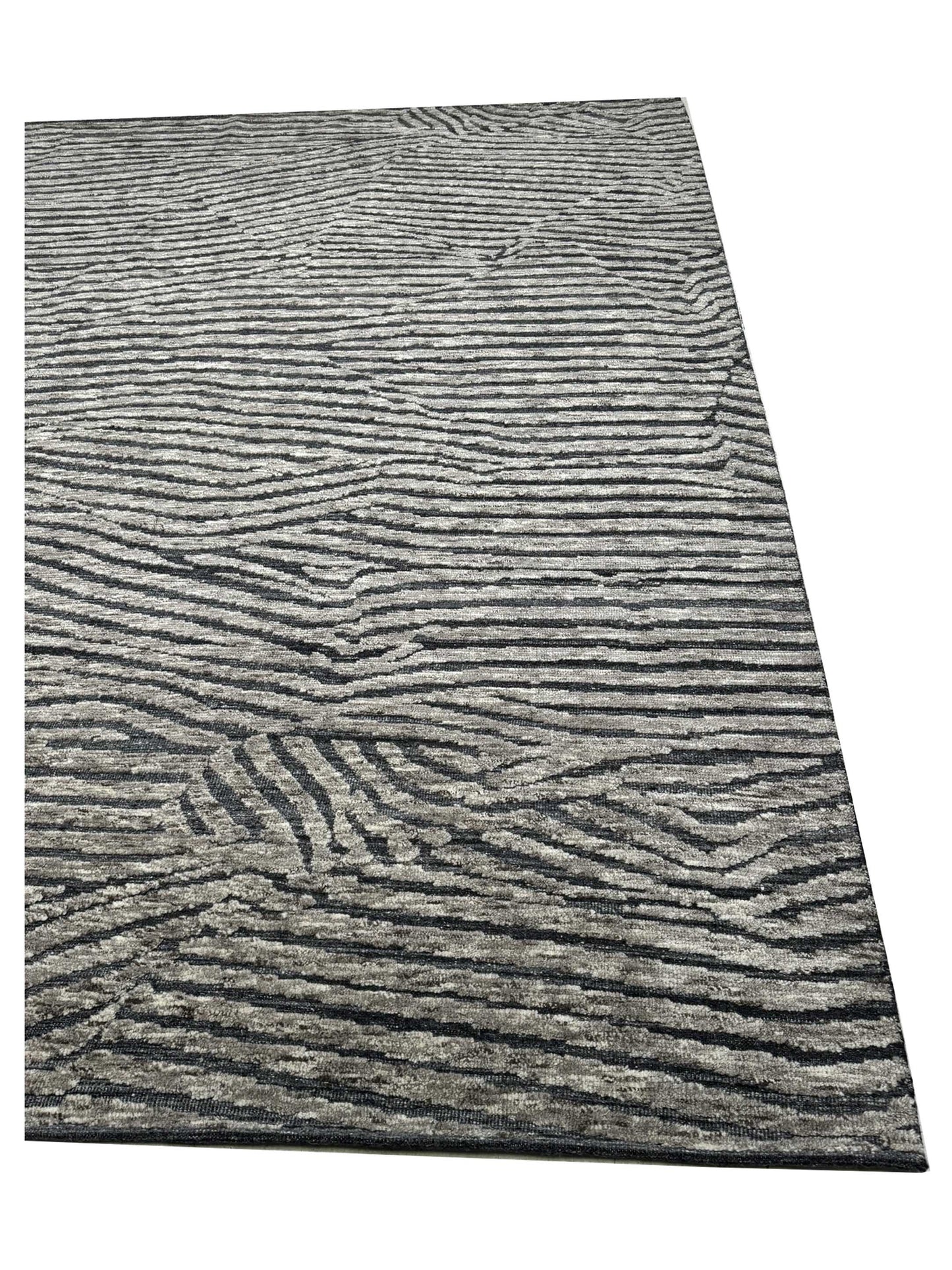 Artisan Harmony  Grey Black Contemporary Knotted Rug