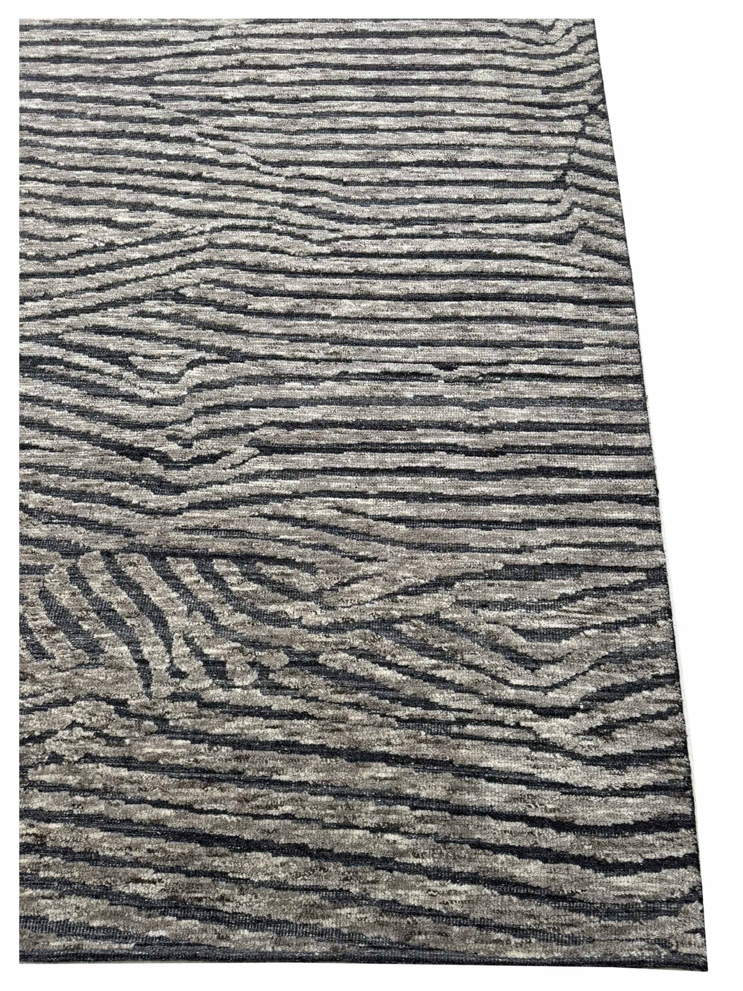 Artisan Harmony  Grey Black Contemporary Knotted Rug