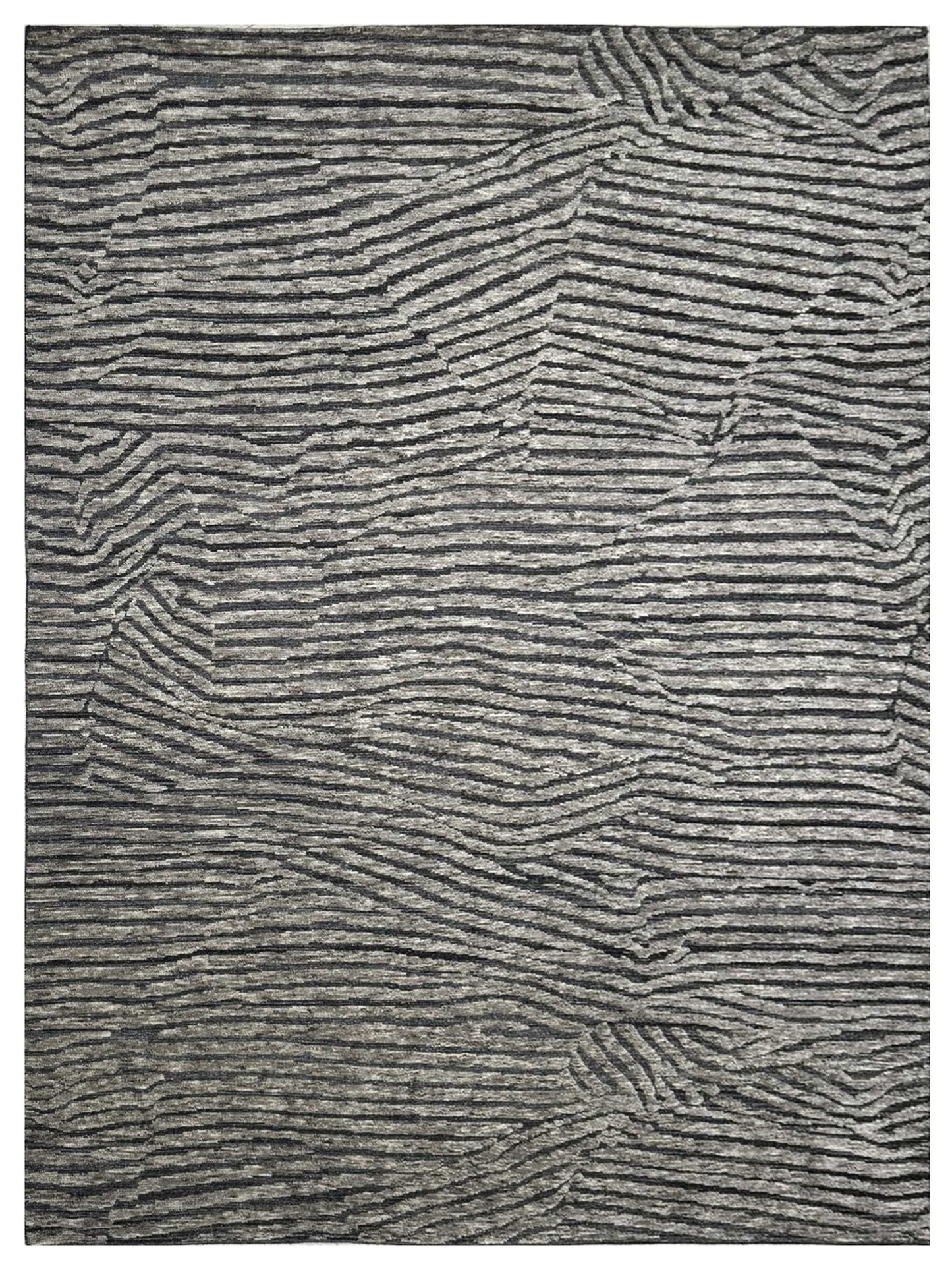 Artisan Harmony  Grey Black Contemporary Knotted Rug