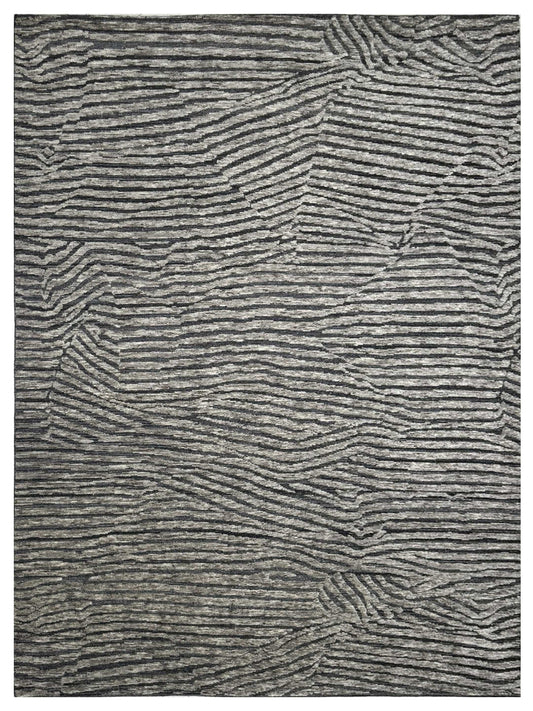 Artisan Harmony  Grey Black Contemporary Knotted Rug