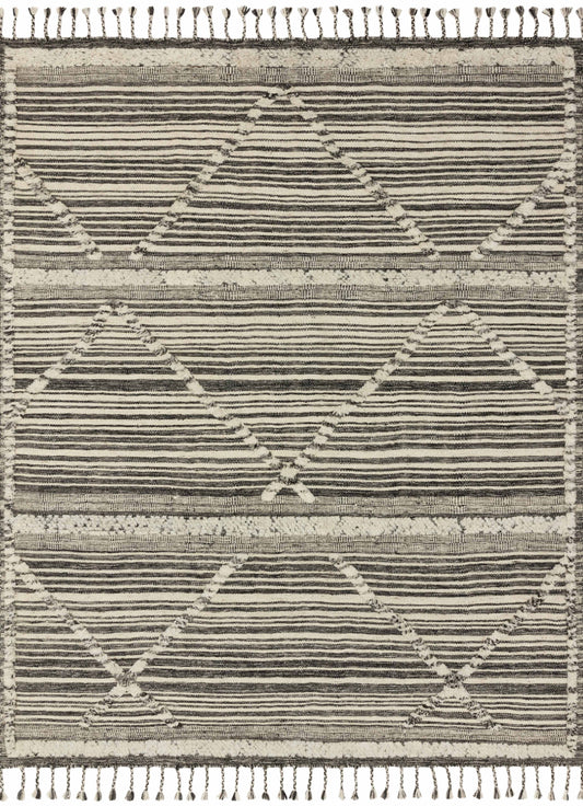 Loloi IMAN IMA-01 Ivory Charcoal Contemporary Hand Knotted Rug