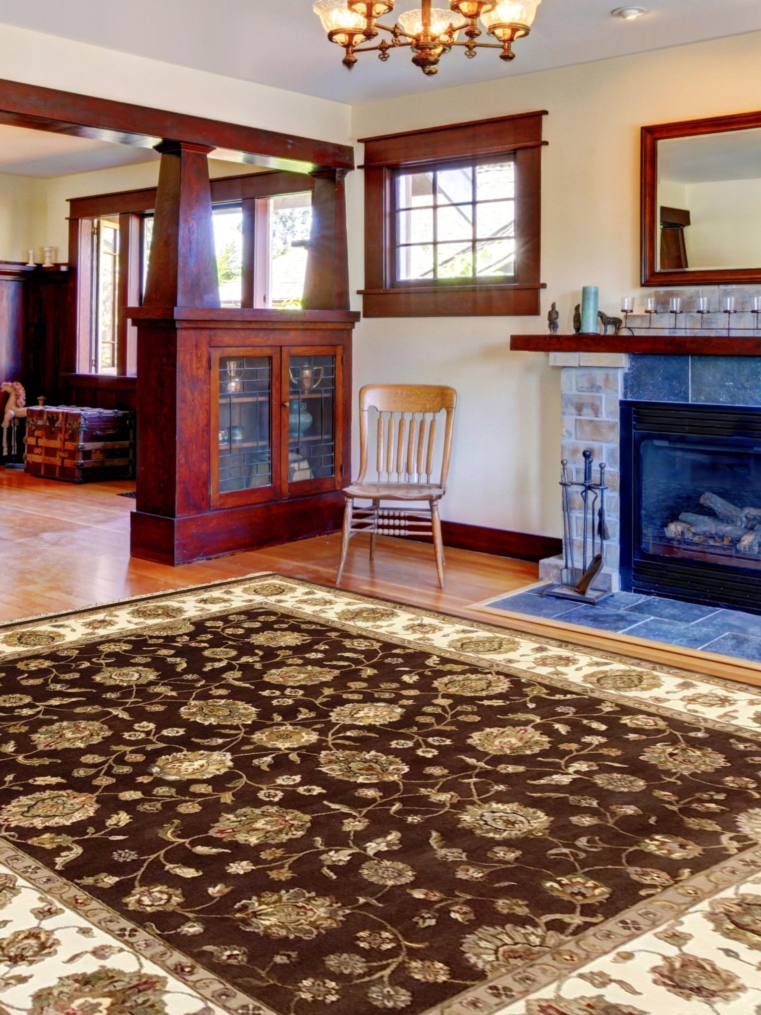 Artisan Winona Brown Ivory Traditional Knotted Rug - Rugs - Artisan - Atlanta Designer Rugs