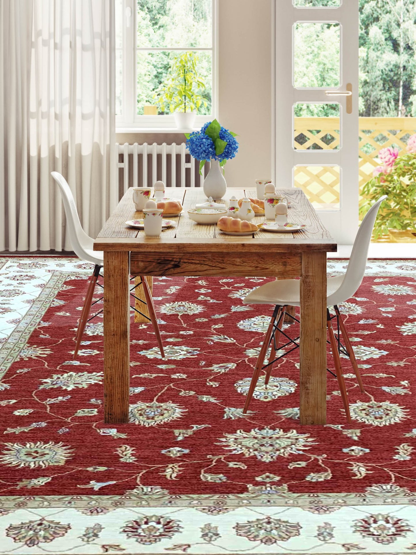 Artisan Zara Red Ivory Traditional Knotted Rug - Rugs - Artisan - Atlanta Designer Rugs