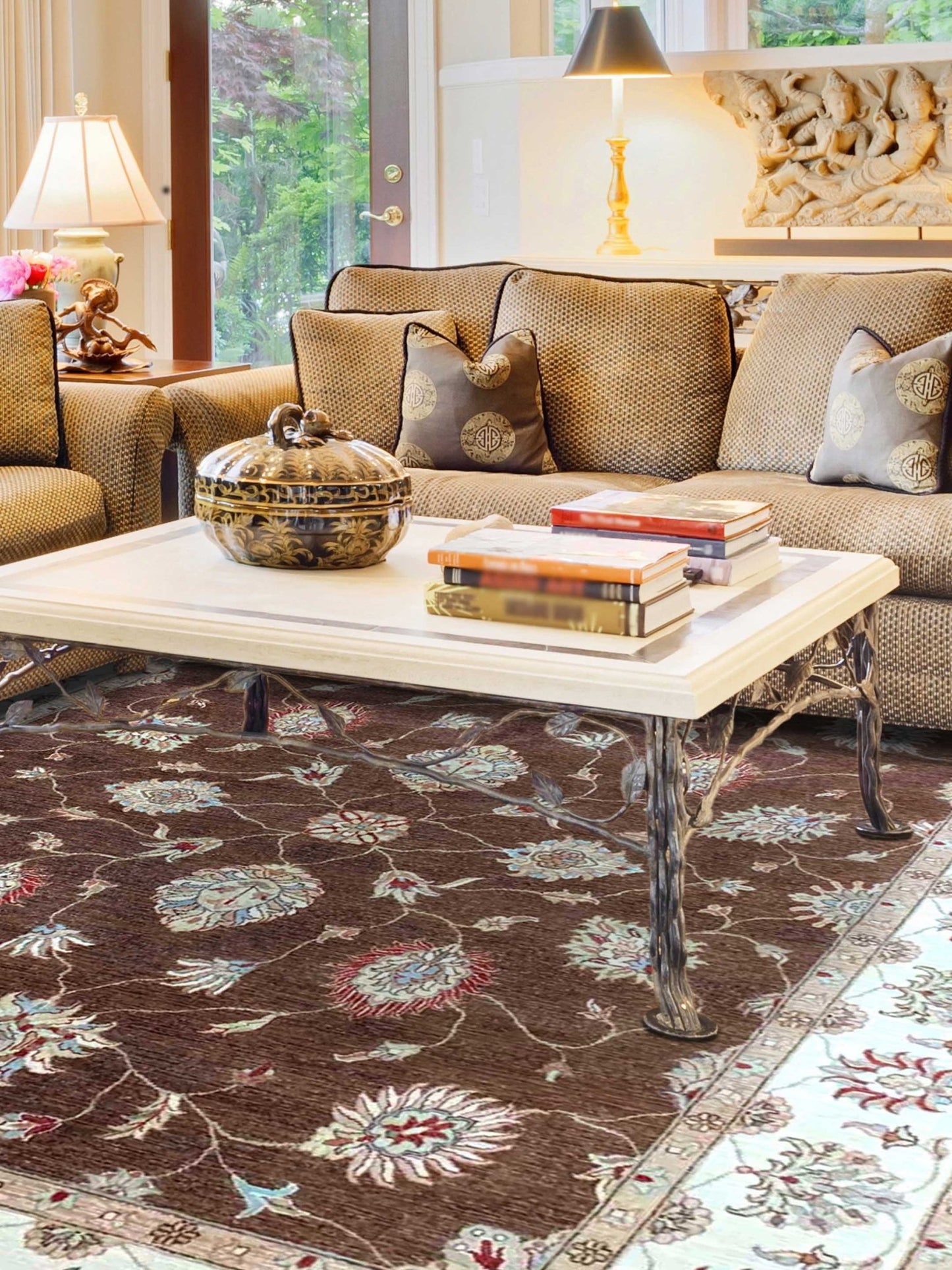 Artisan Zara Brown Ivory Traditional Knotted Rug - Rugs - Artisan - Atlanta Designer Rugs