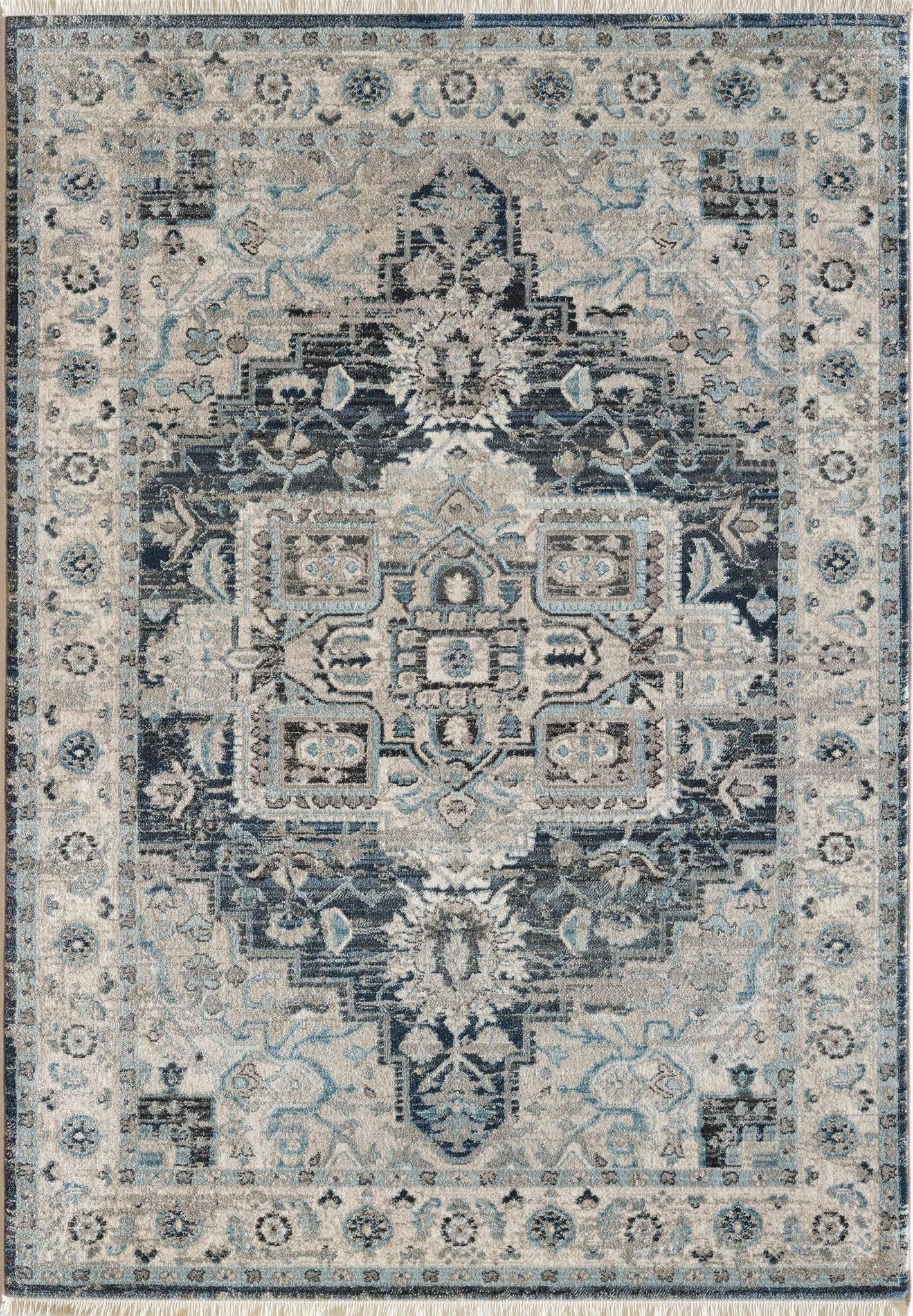 Dynamic Rugs Juno 6882 Dark Blue Cream Transitional Machine - Made Rug - Rugs - Dynamic Rugs - Atlanta Designer Rugs