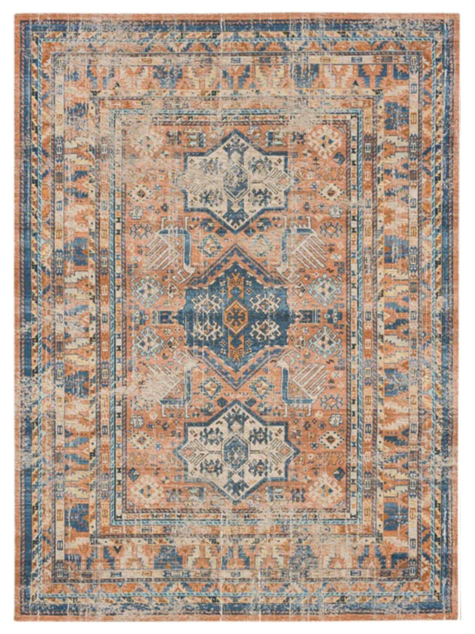 Karastan Zula R1178 Terracotta Rust Blue Traditional Machinemade Rug - Rugs - Karastan - Atlanta Designer Rugs