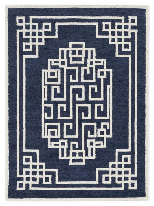 KAS Gramercy 1613 Navy Ivory Transitional Tufted Rug - Rugs - KAS - Atlanta Designer Rugs