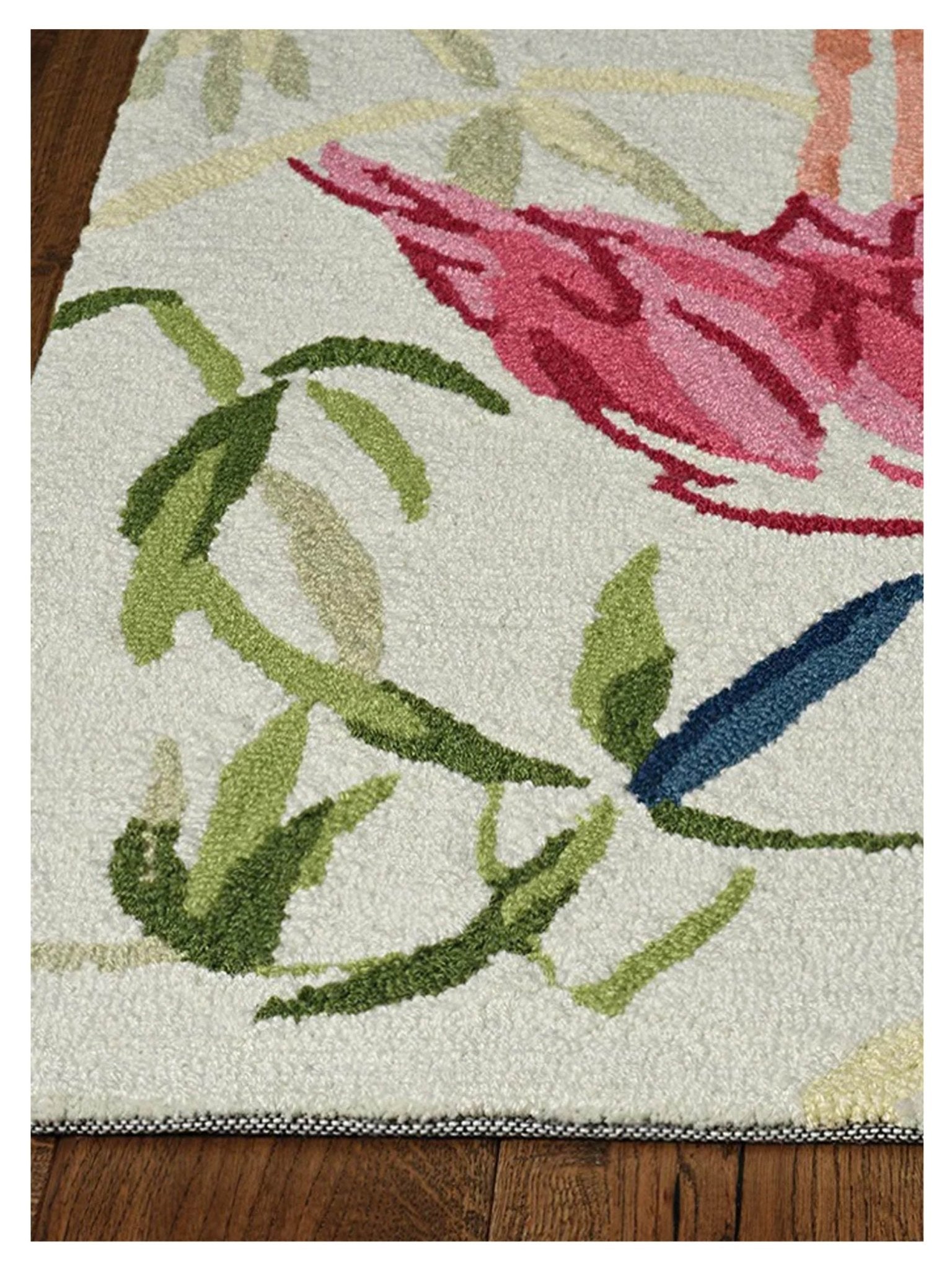 KAS Sonesta 2007 Ivory Pink Tropical Tufted Rug - Rugs - KAS - Atlanta Designer Rugs