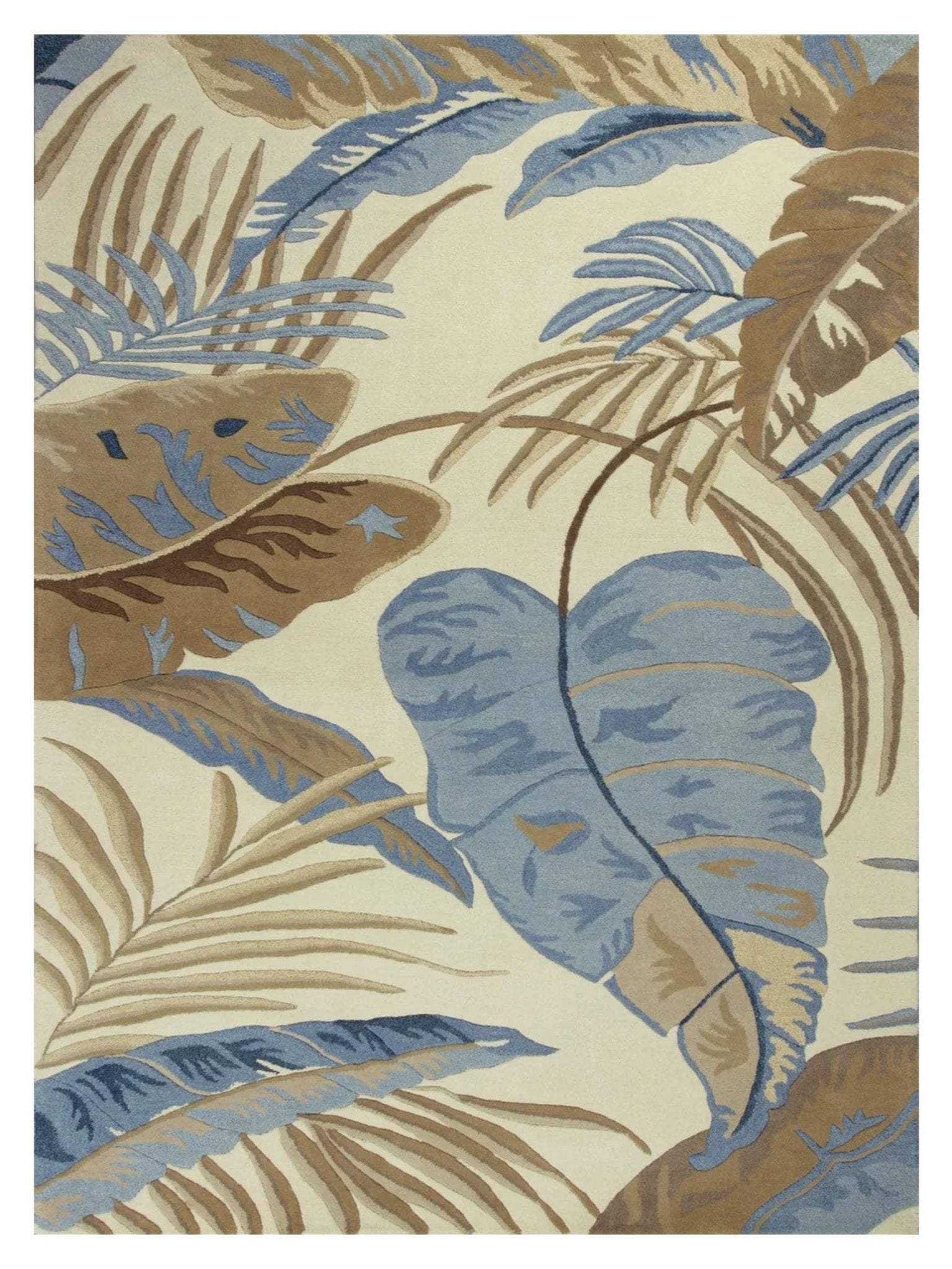 KAS Havana 2624 Ivory Blue Florals & Tropicals Tufted Rug - Rugs - KAS - Atlanta Designer Rugs