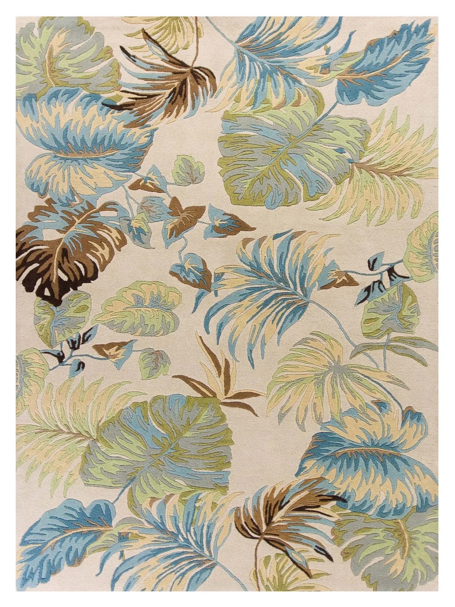 KAS Havana 2630 Ivory Blue Florals & Tropicals Tufted Rug - Rugs - KAS - Atlanta Designer Rugs