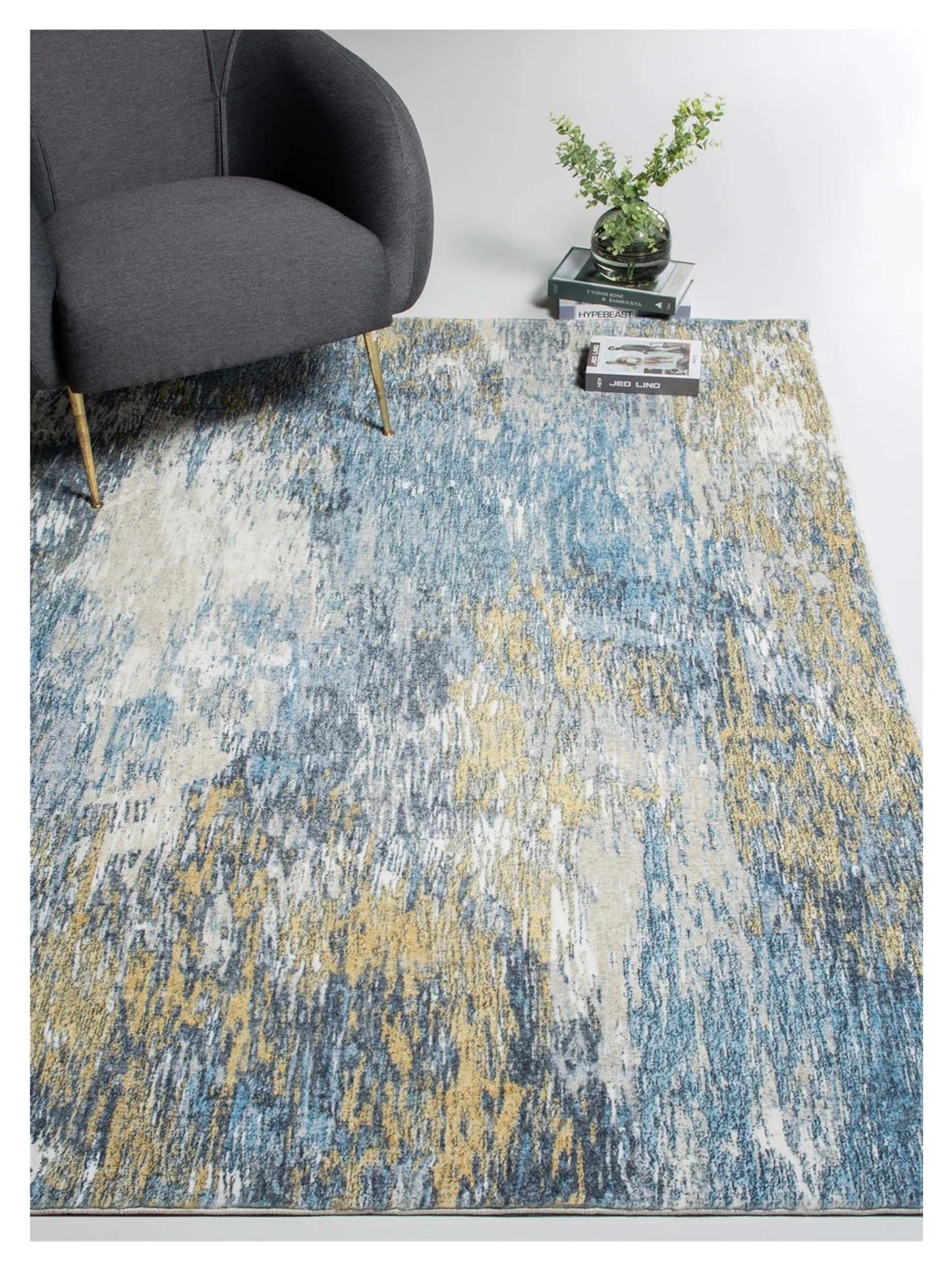 KAS Roxy 2802 Blue Gold Transitional Machinemade Rug - Rugs - KAS - Atlanta Designer Rugs