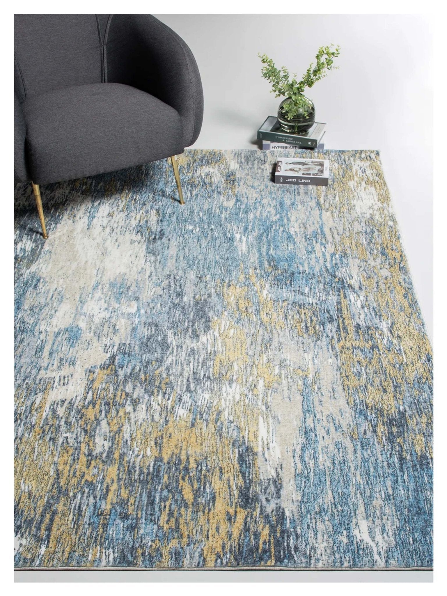 KAS Roxy 2802 Blue Gold Transitional Machinemade Rug - Rugs - KAS - Atlanta Designer Rugs