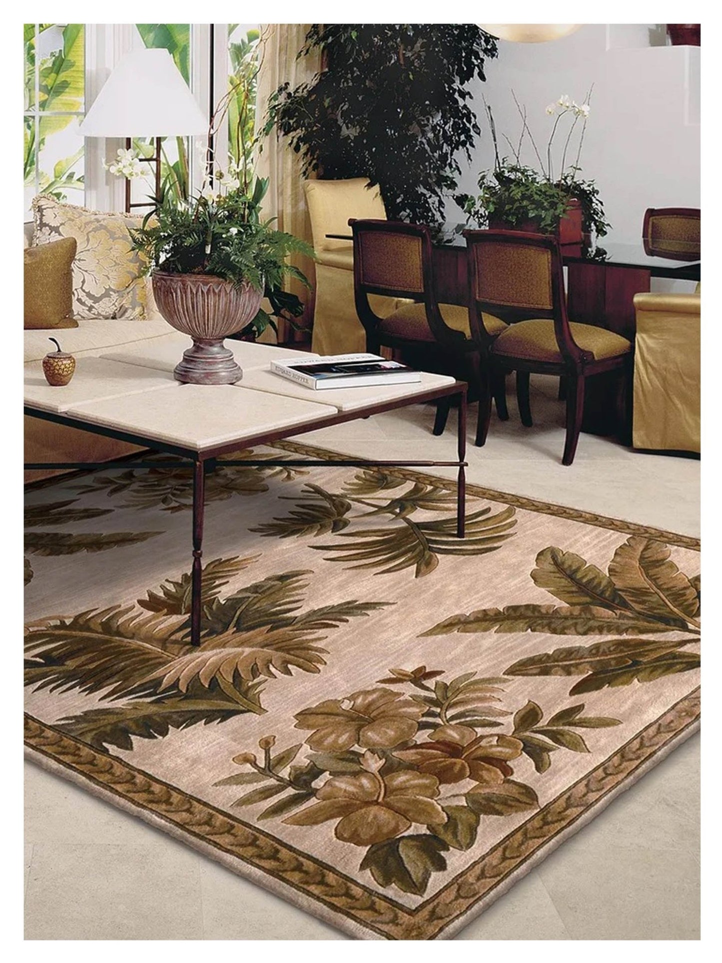 KAS Sparta 3133 Ivory Florals & Tropicals Tufted Rug - Rugs - KAS - Atlanta Designer Rugs