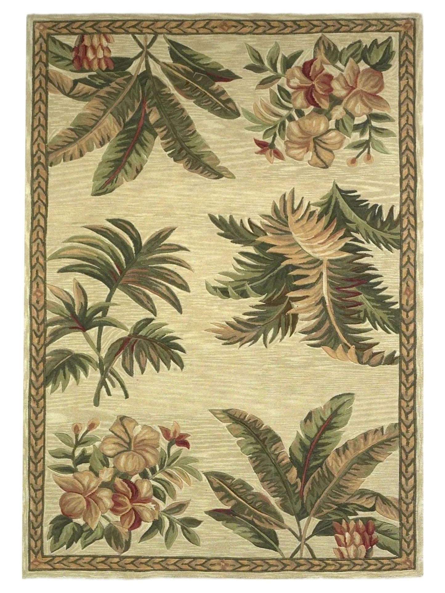 KAS Sparta 3133 Ivory Florals & Tropicals Tufted Rug - Rugs - KAS - Atlanta Designer Rugs