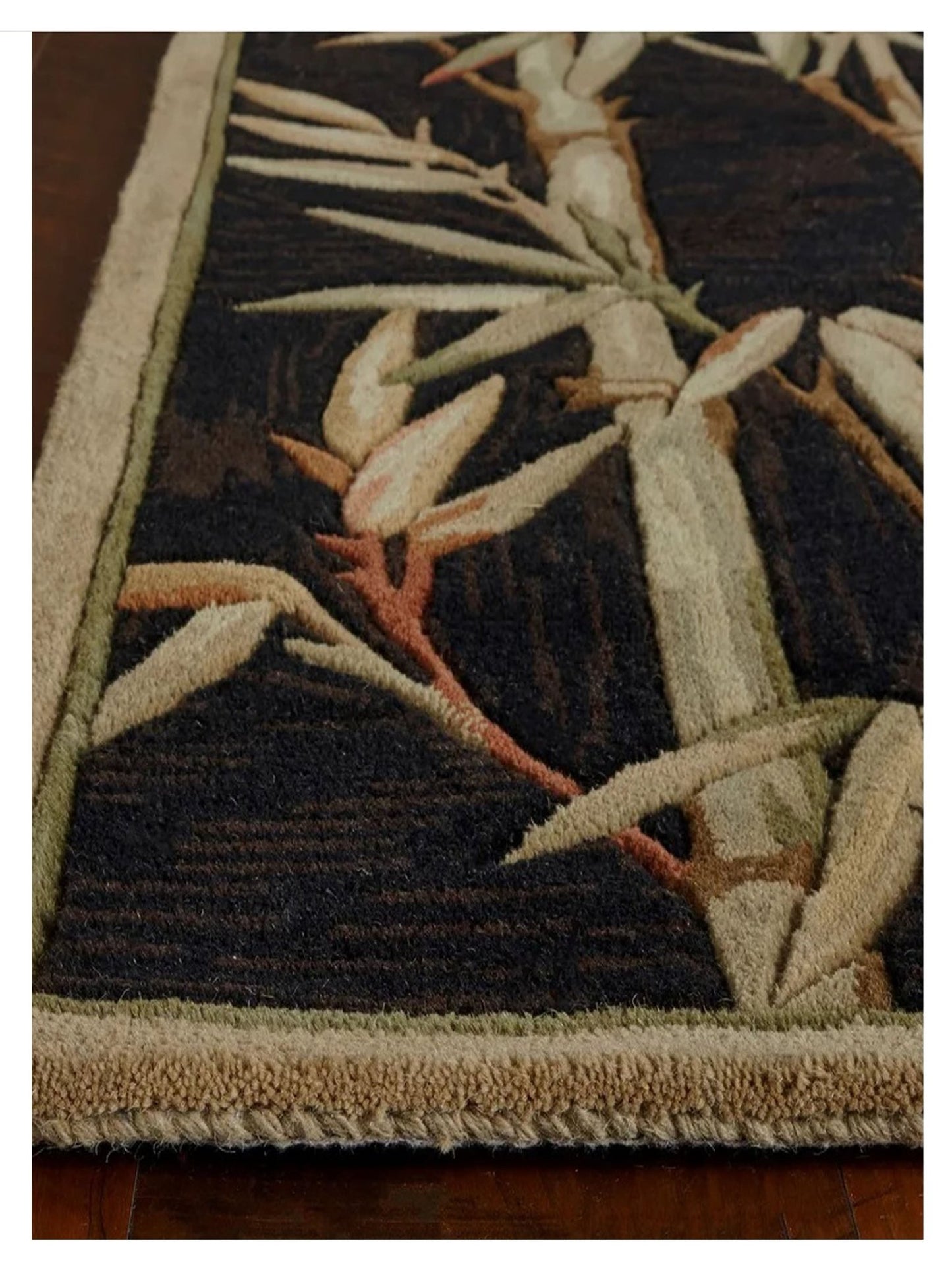 KAS Sparta 3147 Black Florals & Tropicals Tufted Rug - Rugs - KAS - Atlanta Designer Rugs