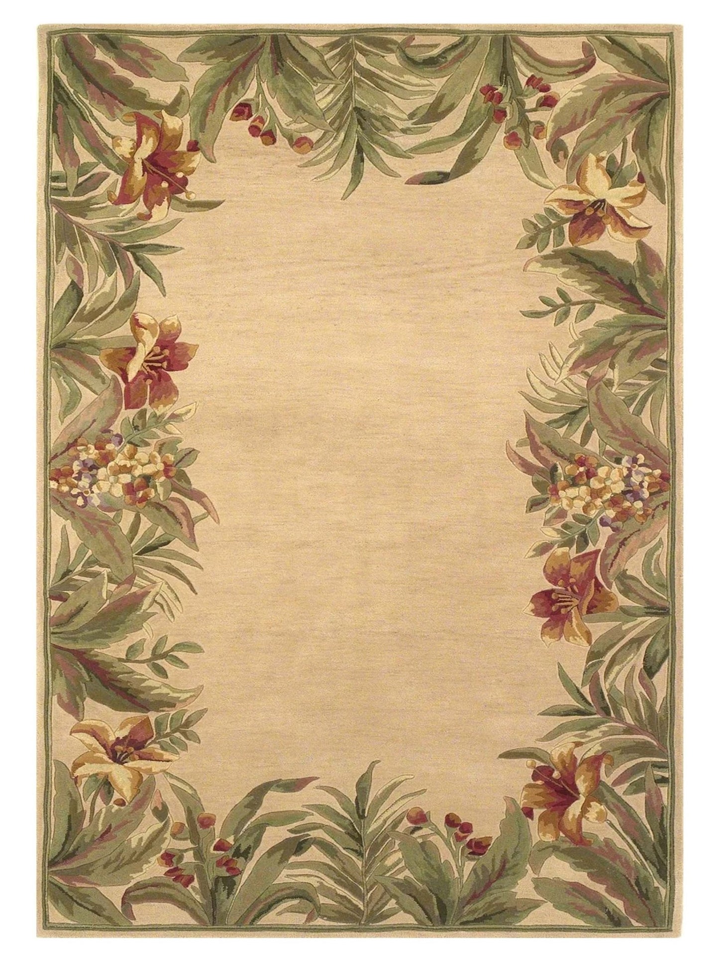 KAS Sparta 3151 Ivory Florals & Tropicals Tufted Rug - Rugs - KAS - Atlanta Designer Rugs