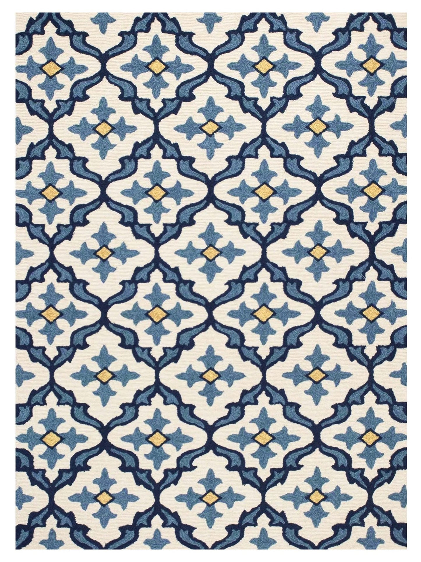 KAS Harbor 4210 Ivory Blue Indoor/Outdoor Knotted Rug - Rugs - KAS - Atlanta Designer Rugs