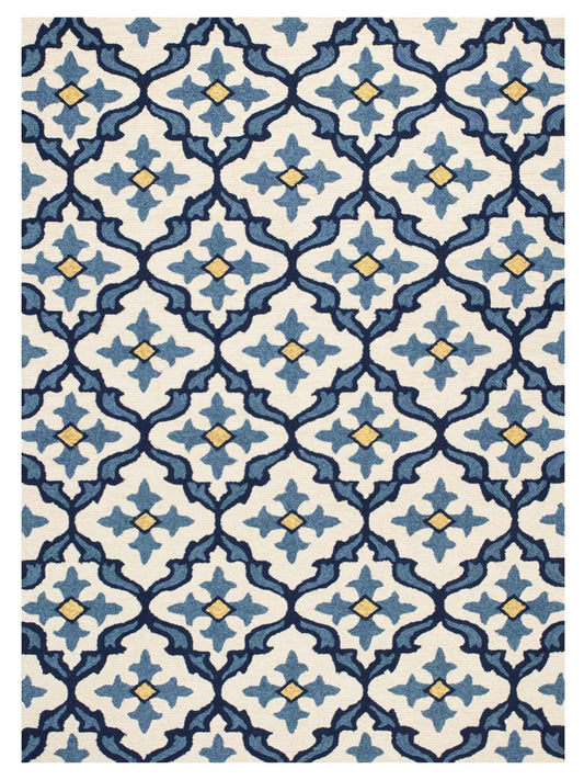 KAS Harbor 4210 Ivory Blue Indoor/Outdoor Knotted Rug - Rugs - KAS - Atlanta Designer Rugs