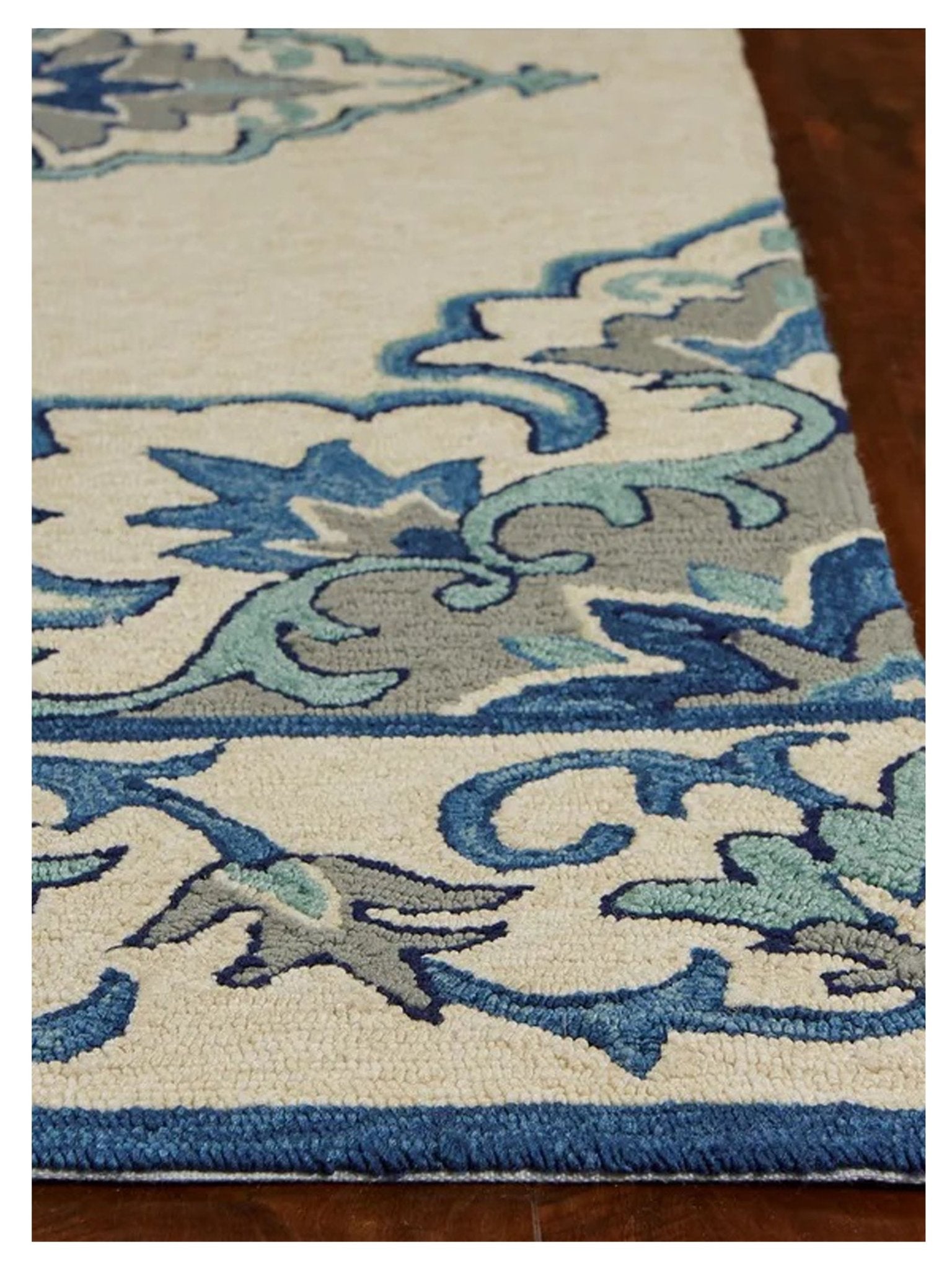 KAS Harbor 4238 Ivory Blue Indoor/Outdoor Knotted Rug - Rugs - KAS - Atlanta Designer Rugs