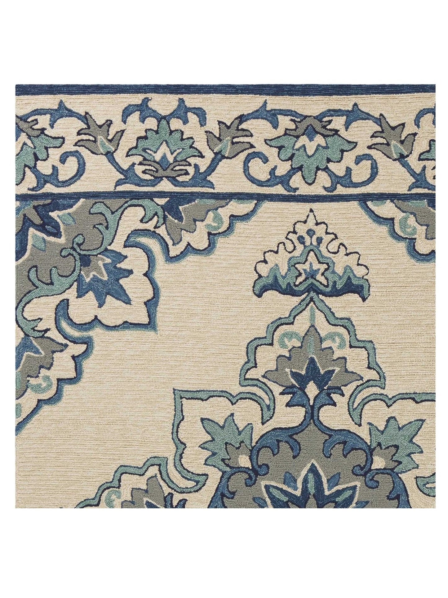 KAS Harbor 4238 Ivory Blue Indoor/Outdoor Knotted Rug - Rugs - KAS - Atlanta Designer Rugs