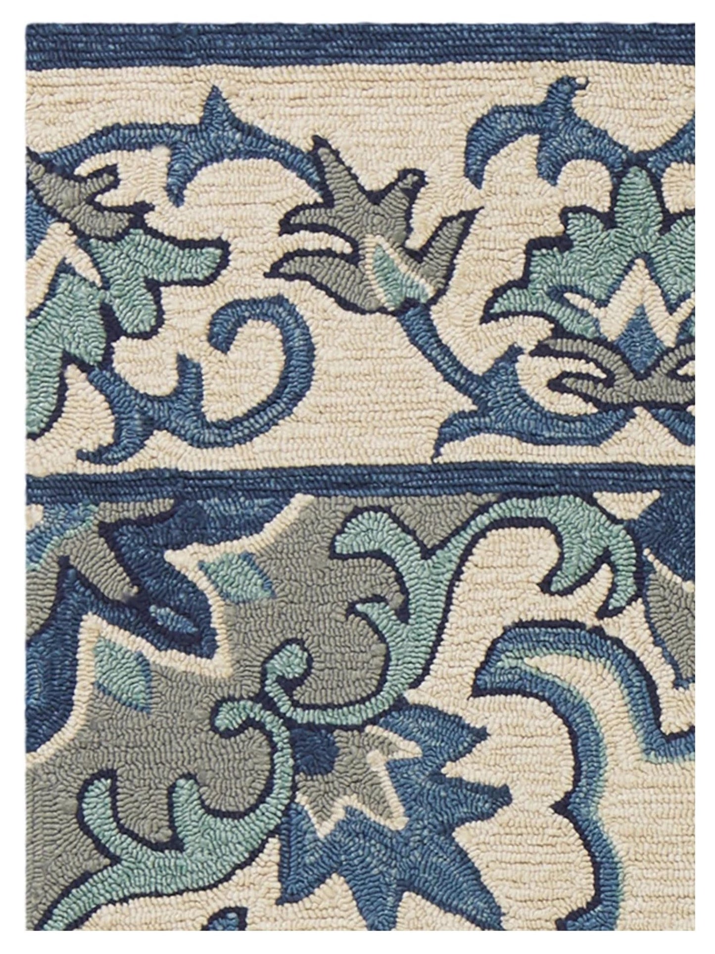 KAS Harbor 4238 Ivory Blue Indoor/Outdoor Knotted Rug - Rugs - KAS - Atlanta Designer Rugs