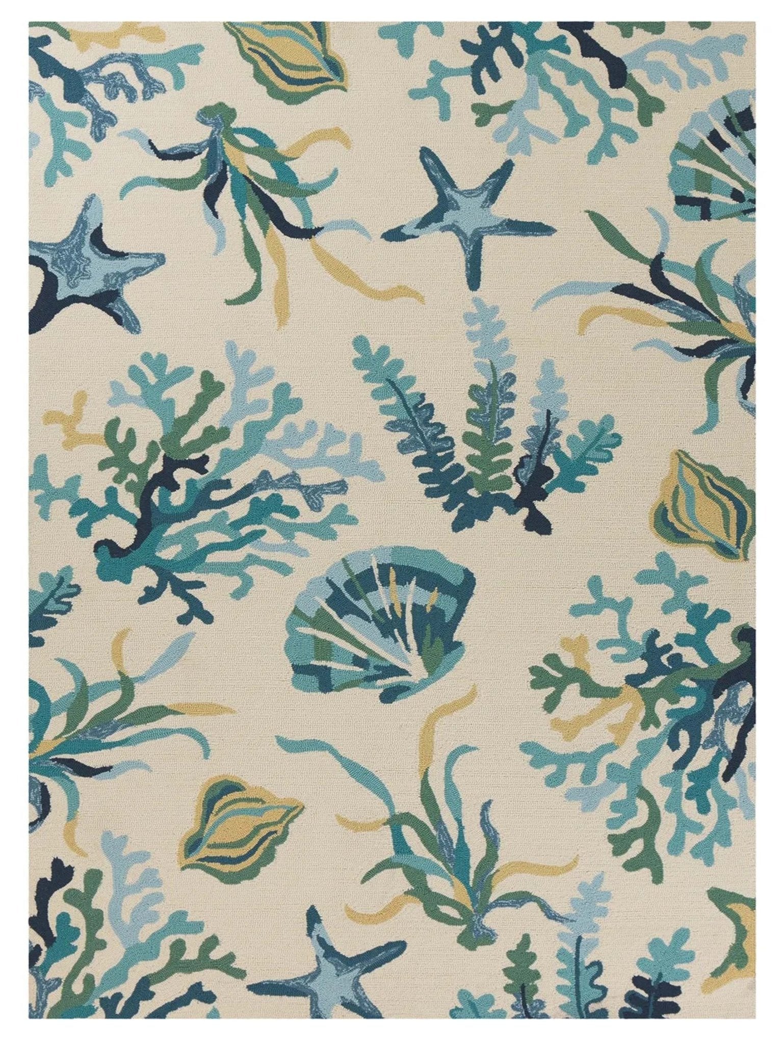 KAS Harbor 4244 Ivory Blue Indoor/Outdoor Knotted Rug - Rugs - KAS - Atlanta Designer Rugs