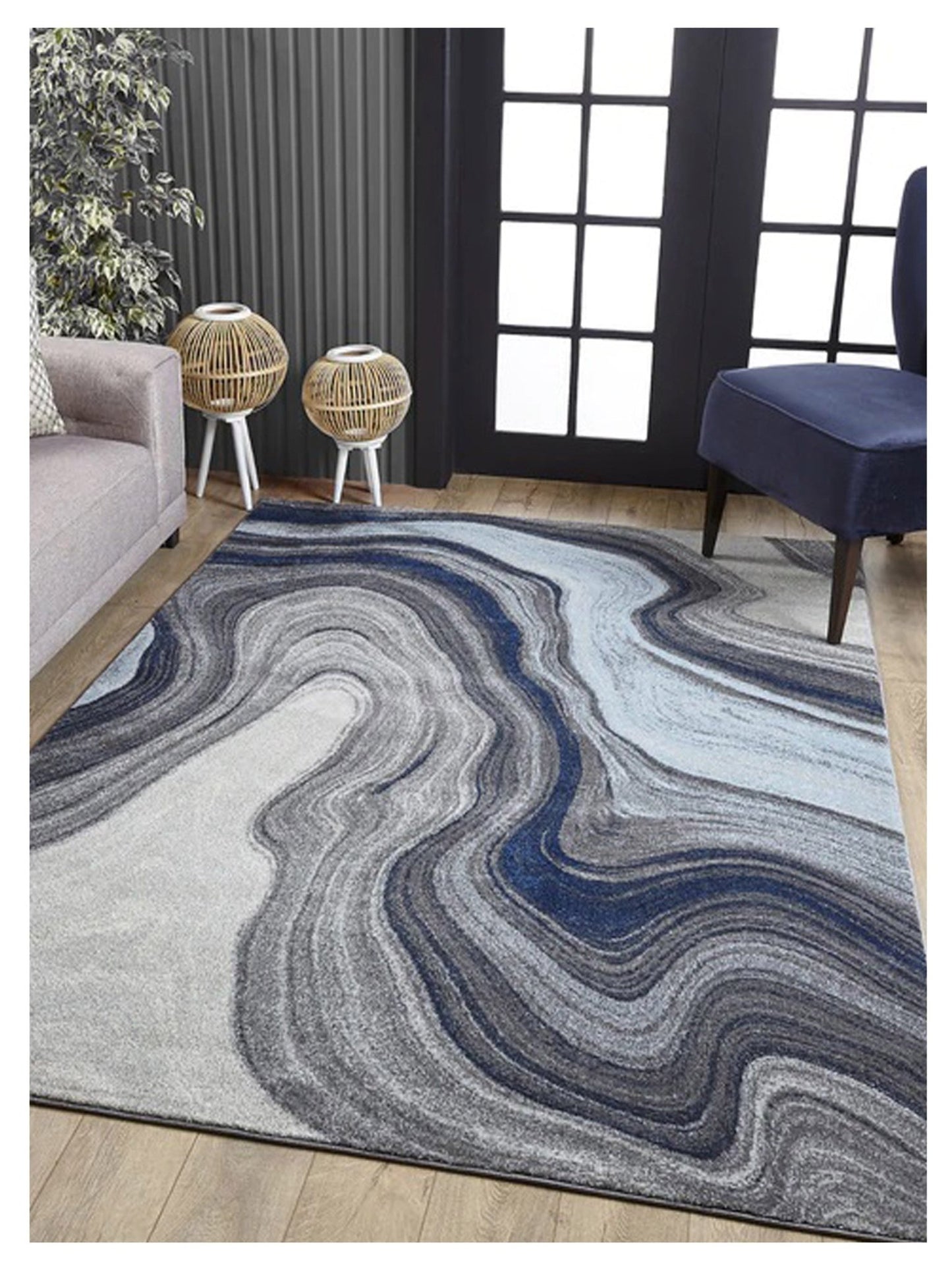 KAS Illusions 6227 Blue Grey Transitional Machinemade Rug - Rugs - KAS - Atlanta Designer Rugs