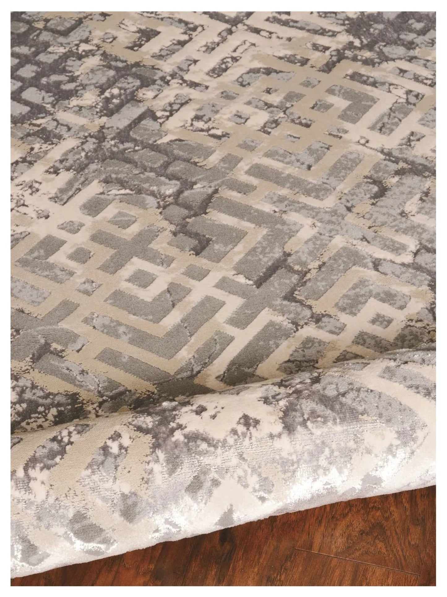 KAS LUNA 7124 Sand Silver Transitional Machinemade Rug - Rugs - KAS - Atlanta Designer Rugs