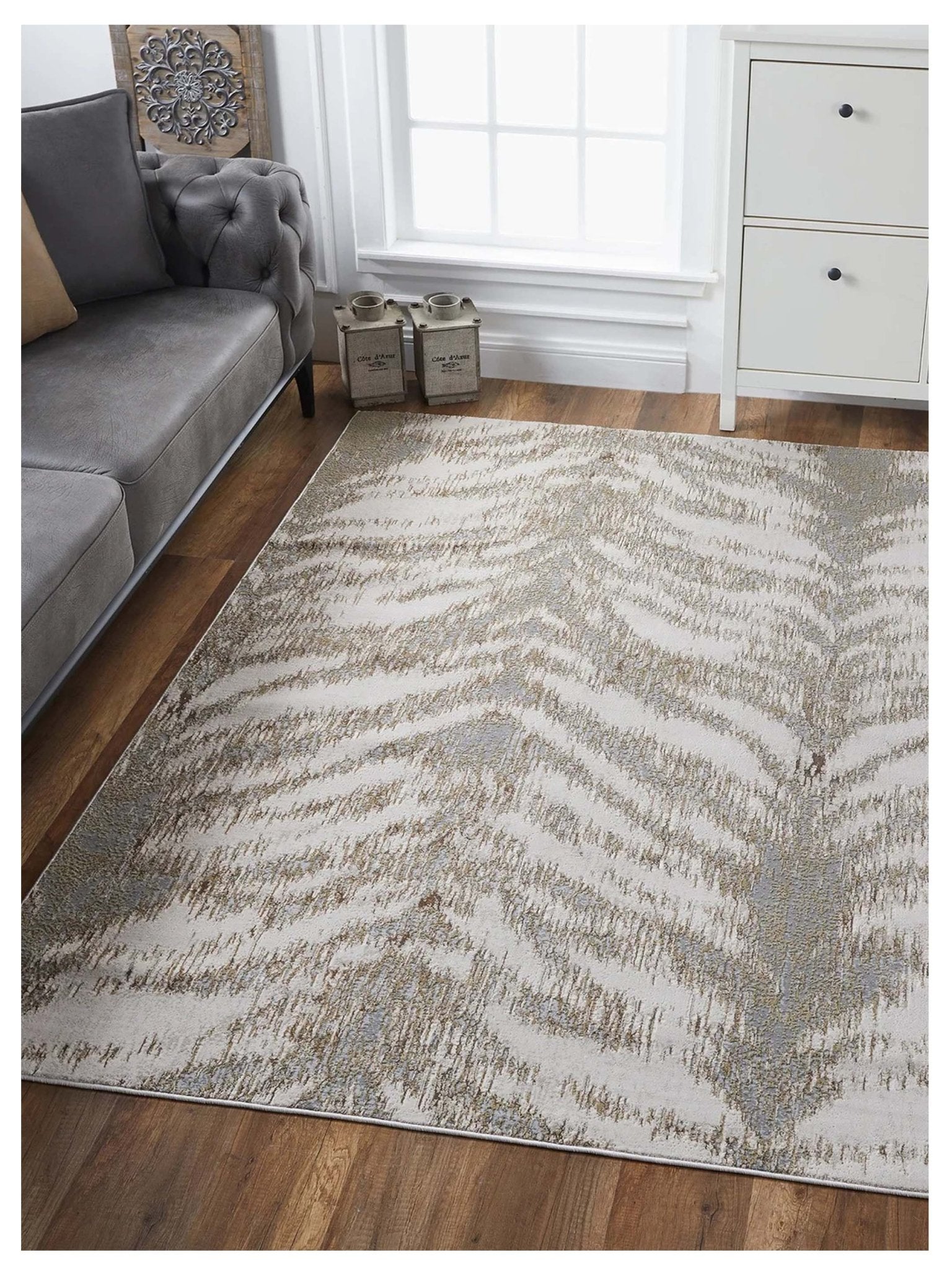 KAS LUNA 7141 Silver Gold Transitional Machinemade Rug - Rugs - KAS - Atlanta Designer Rugs