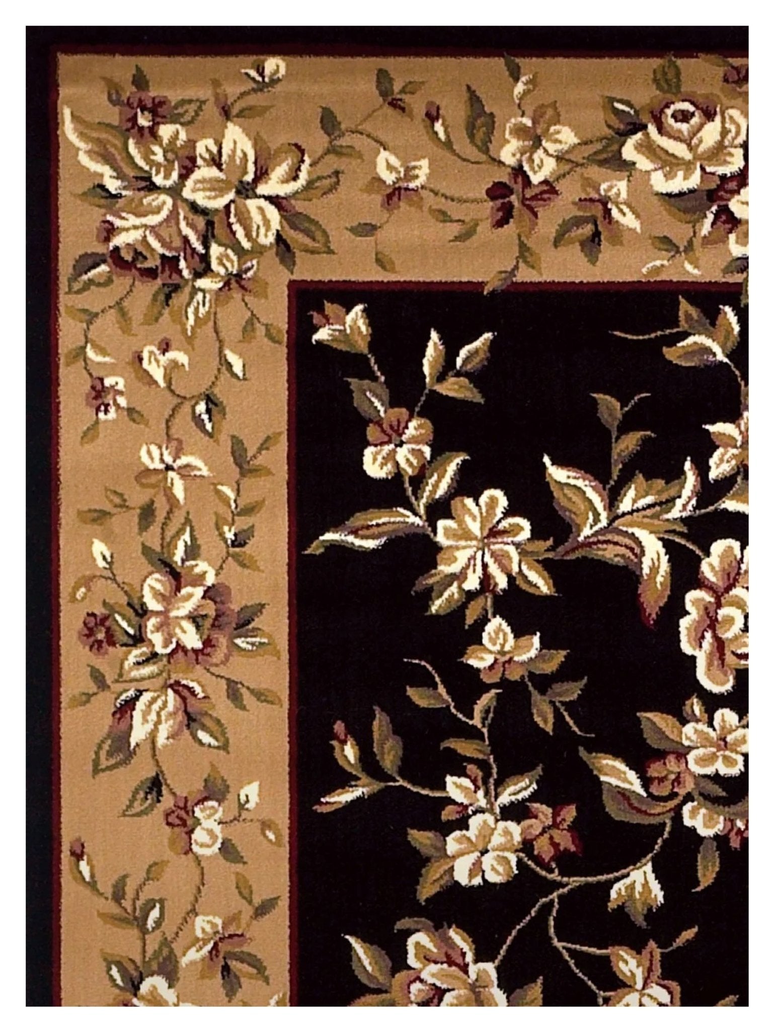 KAS Cambridge 7336 Black Beige Traditional Machinemade Rug - Rugs - KAS - Atlanta Designer Rugs