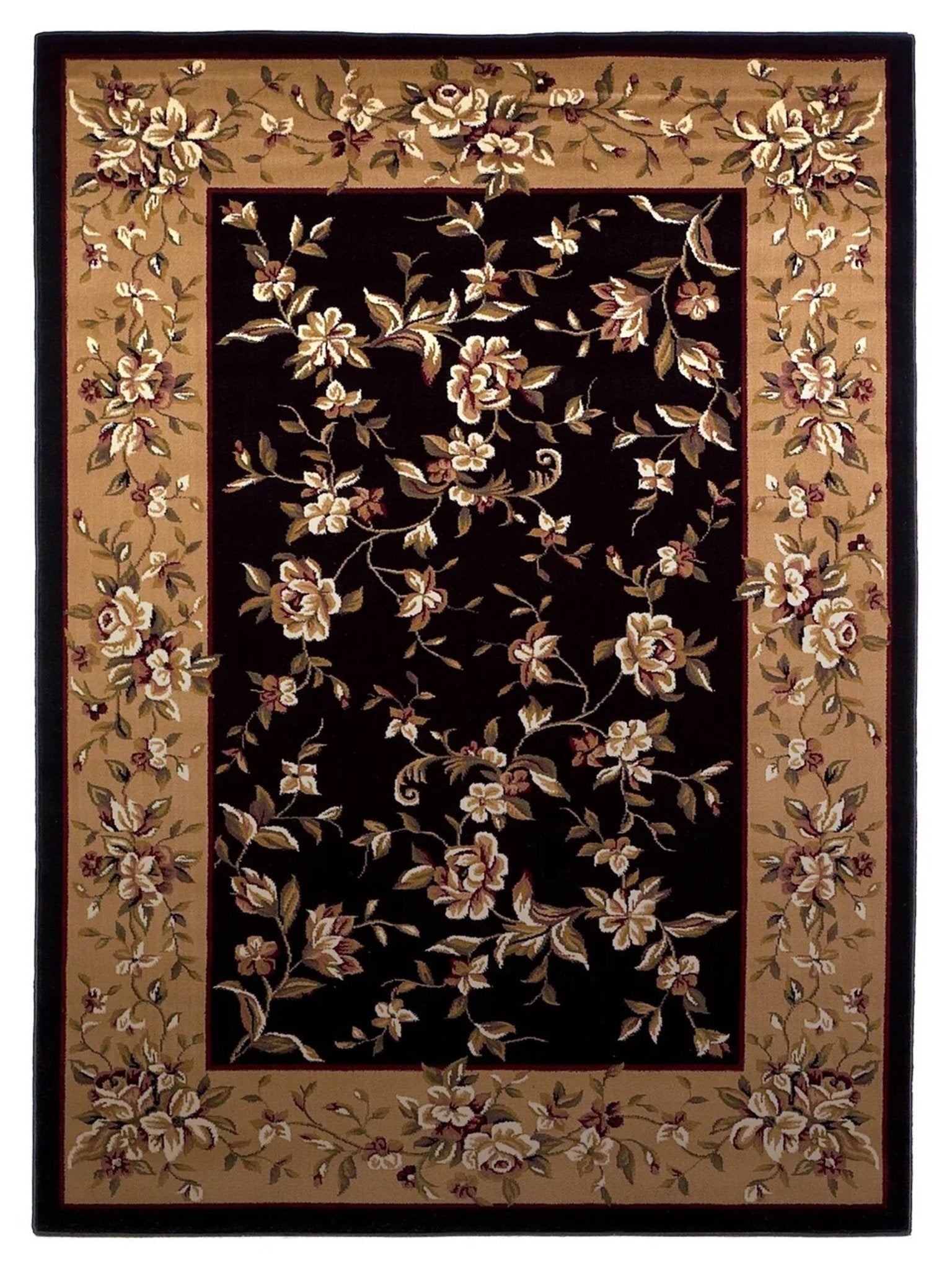 KAS Cambridge 7336 Black Beige Traditional Machinemade Rug - Rugs - KAS - Atlanta Designer Rugs