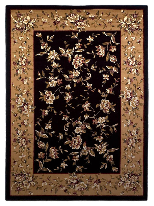 KAS Cambridge 7336 Black Beige Traditional Machinemade Rug - Rugs - KAS - Atlanta Designer Rugs