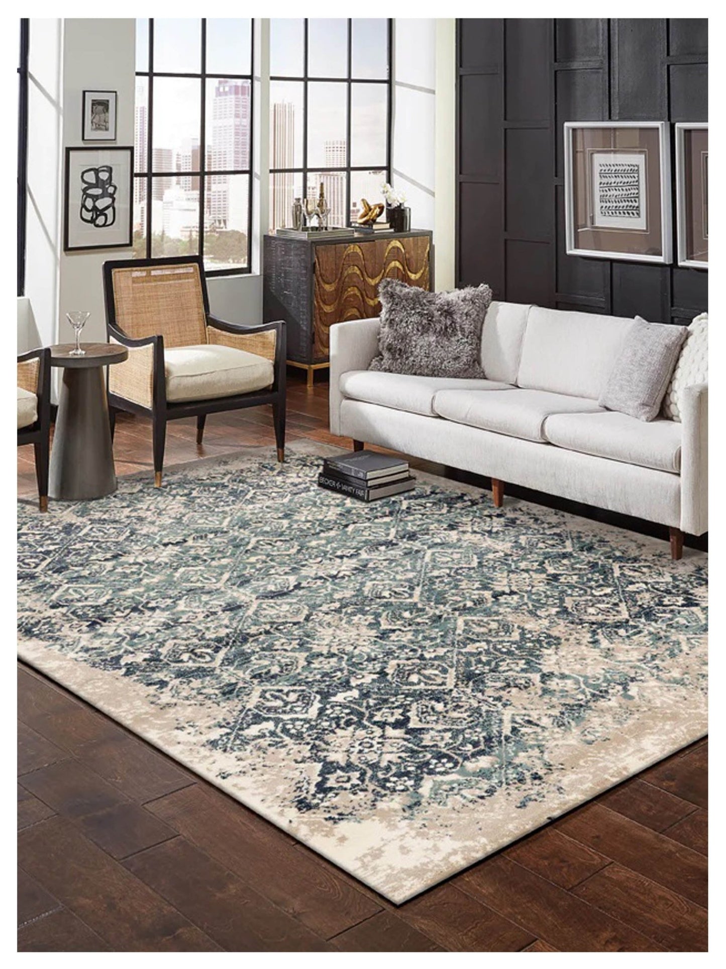 KAS HERITAGE 9372 Ivory Blue Transitional Machinemade Rug - Rugs - KAS - Atlanta Designer Rugs