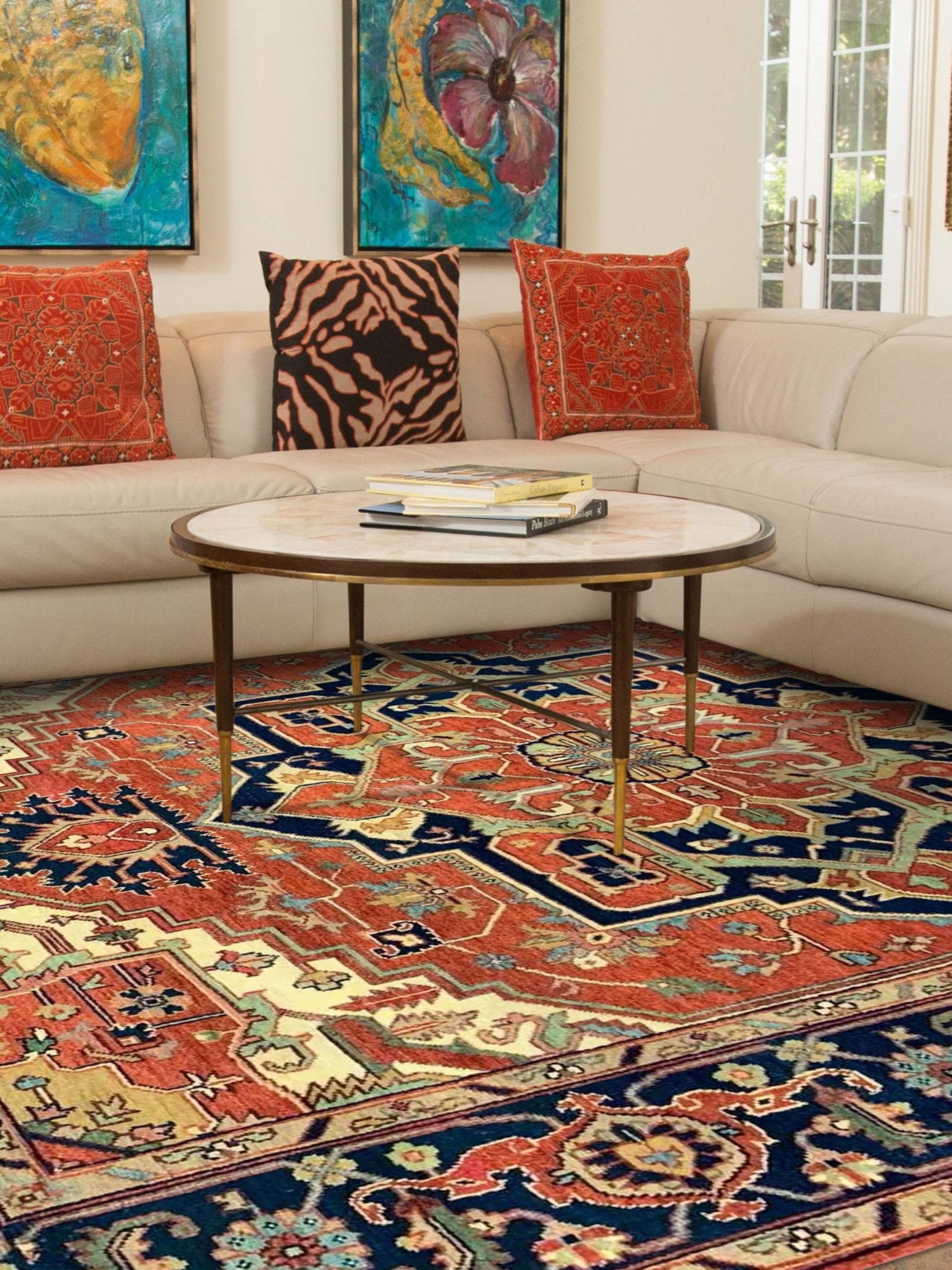 Artisan Helena Rust Blue Traditional Knotted Rug - Rugs - Artisan - Atlanta Designer Rugs