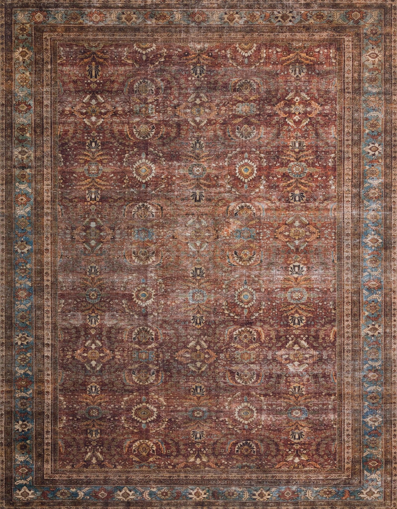 Loloi II Layla LAY - 01 Brick Blue Traditional Power Loomed Rug - Rugs - Loloi II - Atlanta Designer Rugs