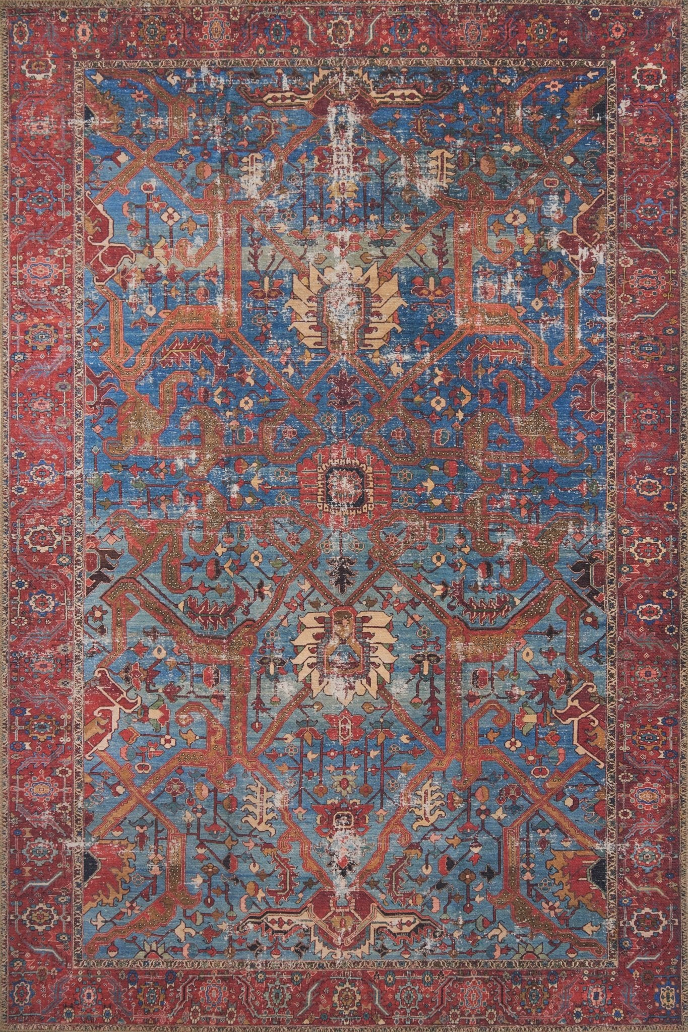 Loloi II Loren LQ - 10 Blue Red Transitional Power Loomed Rug - Rugs - Loloi II - Atlanta Designer Rugs