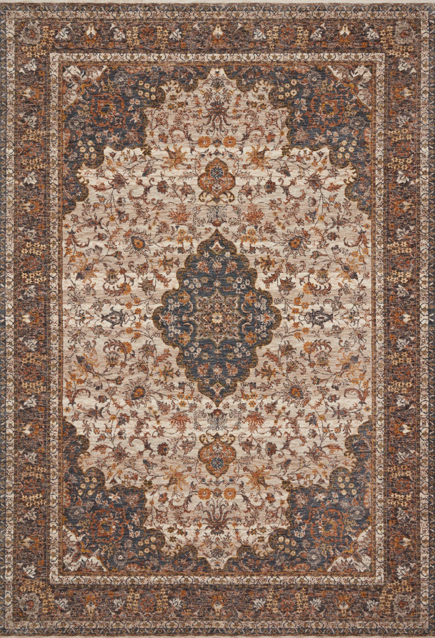 Loloi Lourdes LOU-01 Natural Ocean Traditional Power Loomed Rug