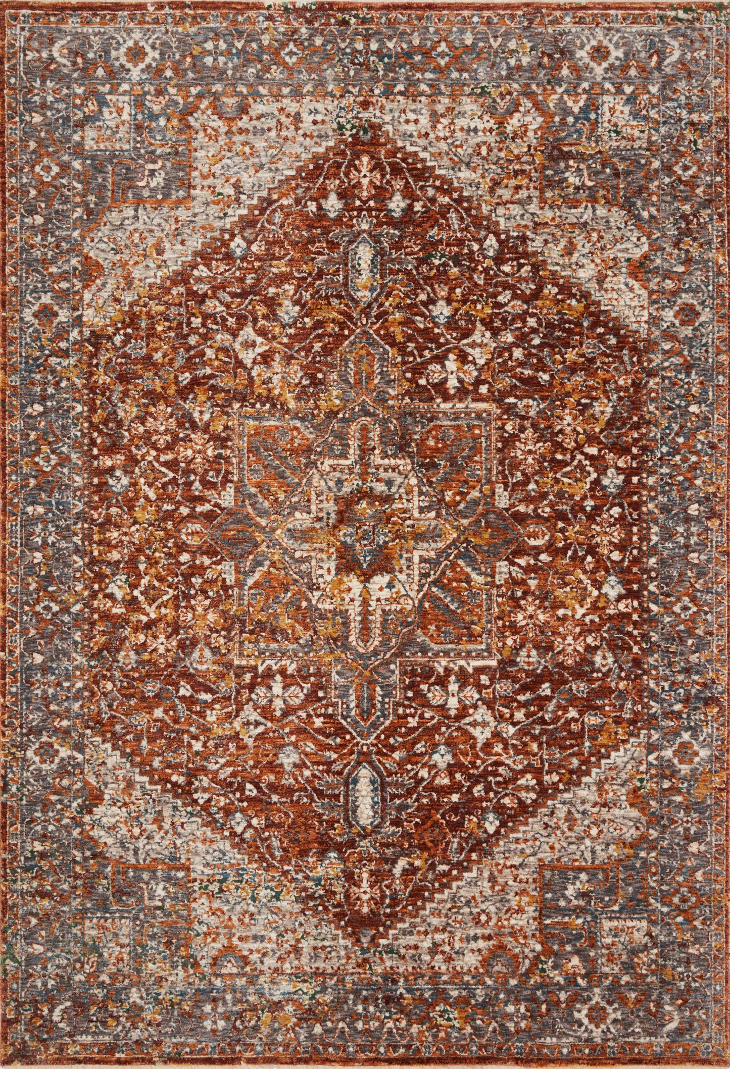 Loloi Lourdes LOU-02 Rust Multi Traditional Power Loomed Rug