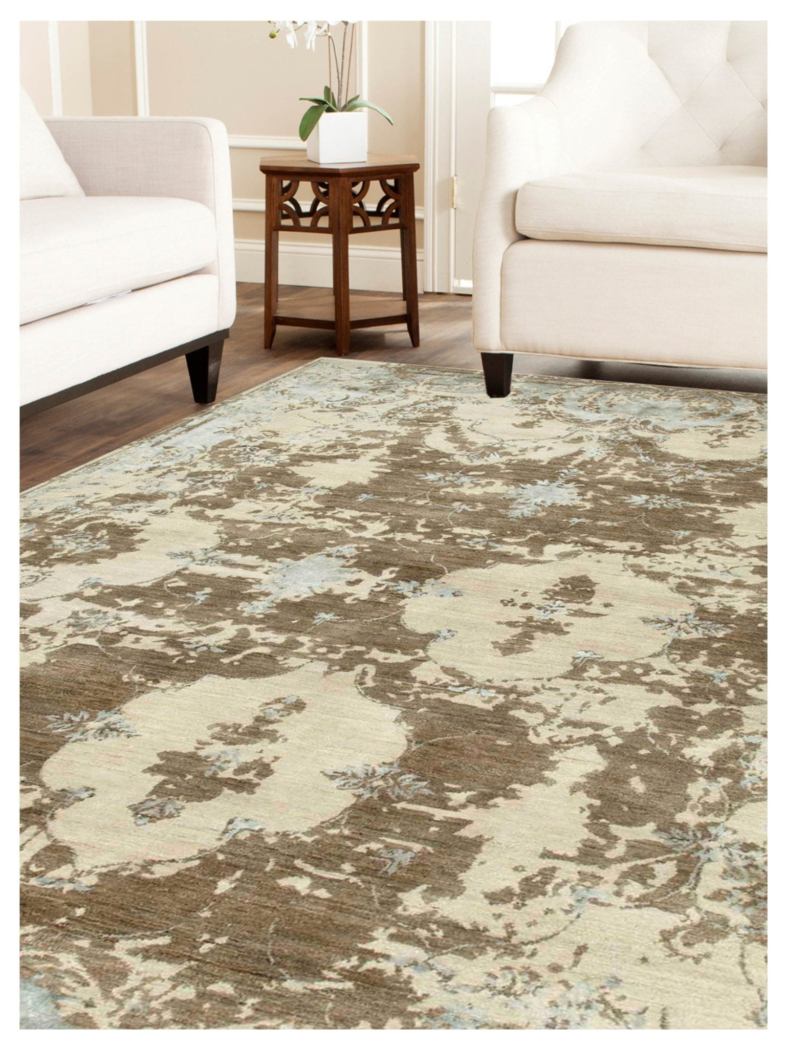 Limited MELBOURNE ME - 259 Tan Transitional Knotted Rug - Rugs - Limited - Atlanta Designer Rugs