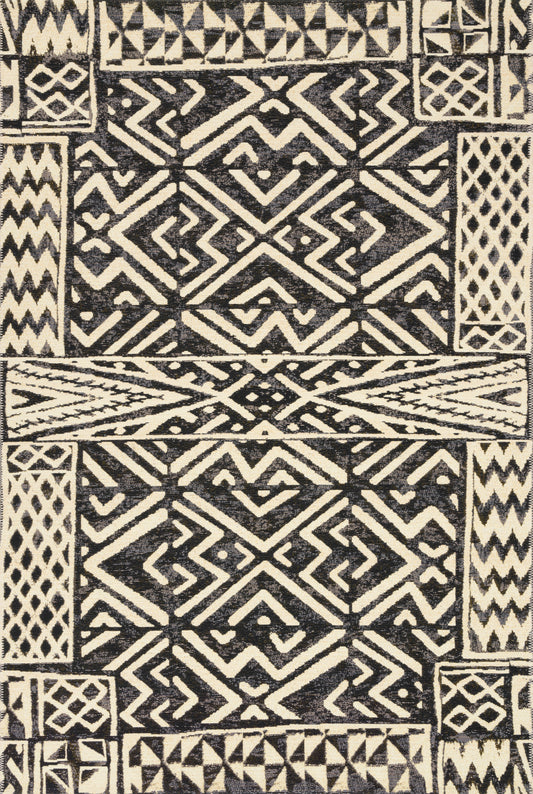 Loloi Mika MIK-13 Ivory Black Indoor/Outdoor Power Loomed Rug