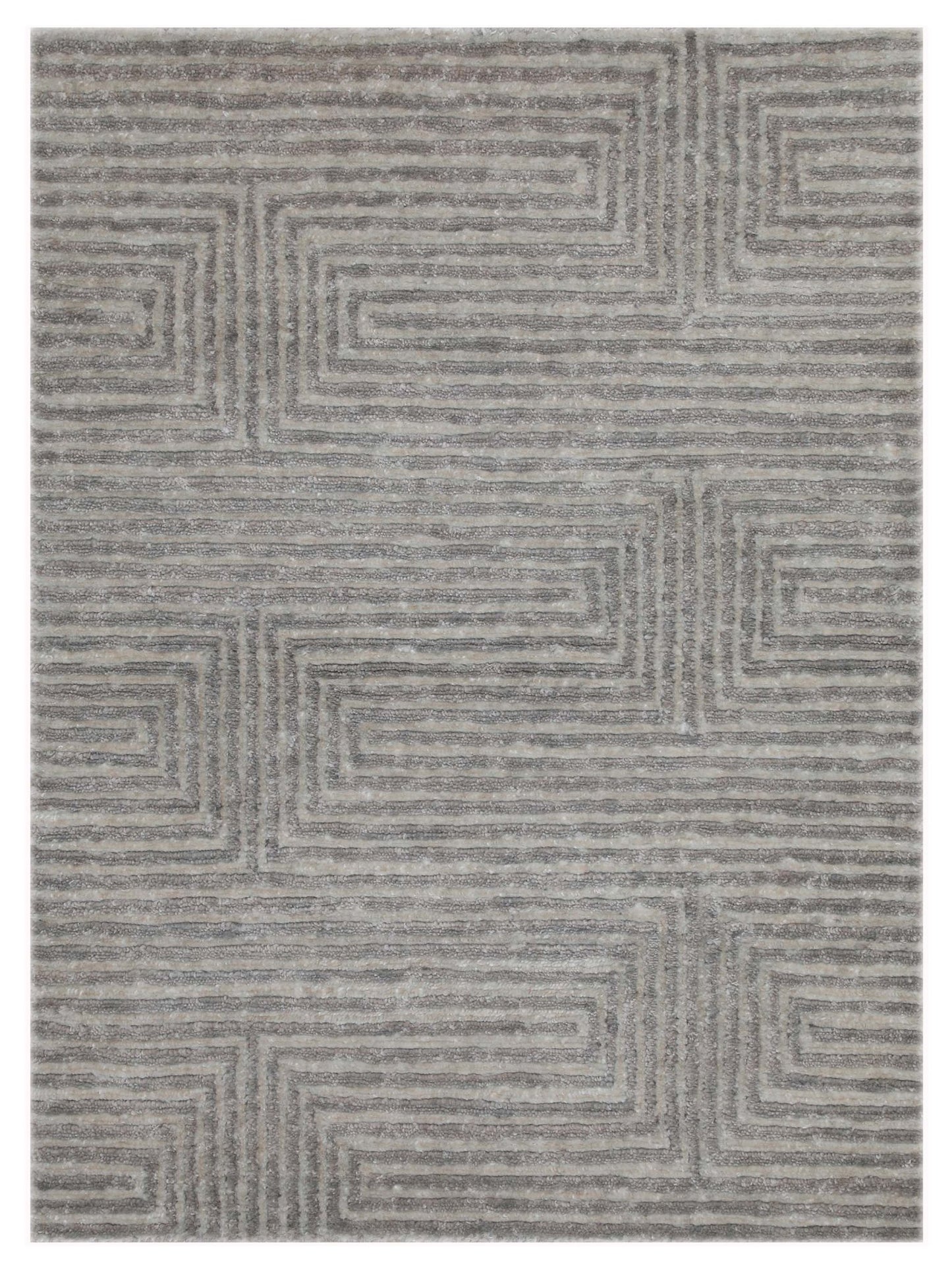 Artisan Mary Ivory Silver Contemporary Knotted Rug - Rugs - Artisan - Atlanta Designer Rugs