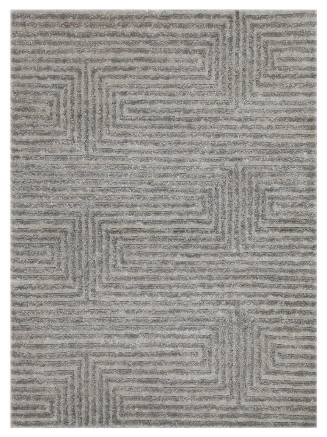 Artisan Mary Ivory Silver Contemporary Knotted Rug - Rugs - Artisan - Atlanta Designer Rugs