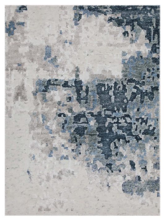 Artisan Mary Ivory Aqua Contemporary Knotted Rug - Rugs - Artisan - Atlanta Designer Rugs